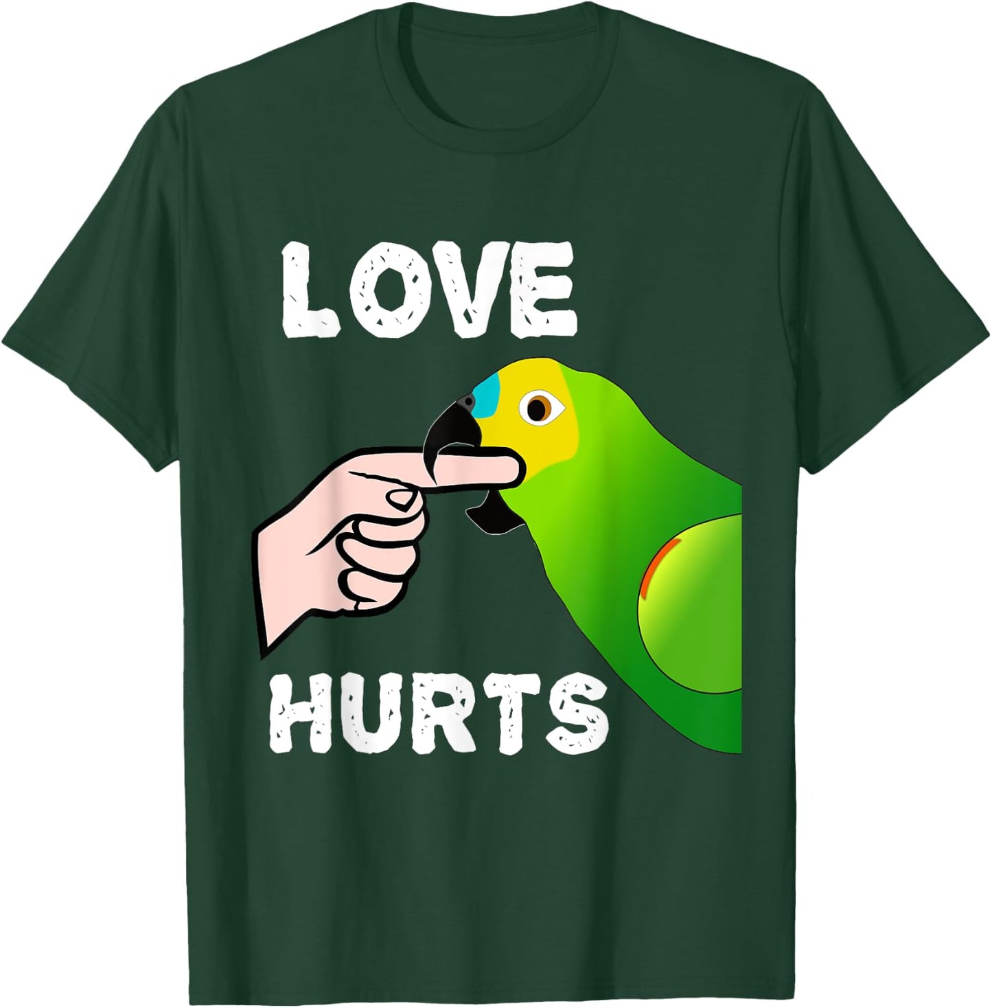 Love Hurts Blue Fronted Amazona Parrot T-Shirt - T-Shirt | Forest