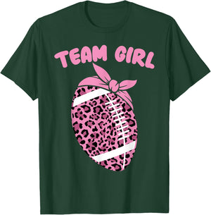 Team Girl Football Biggest Fan Cute Baby Shower 2026 Leopard T-Shirt - T-Shirt | Forest