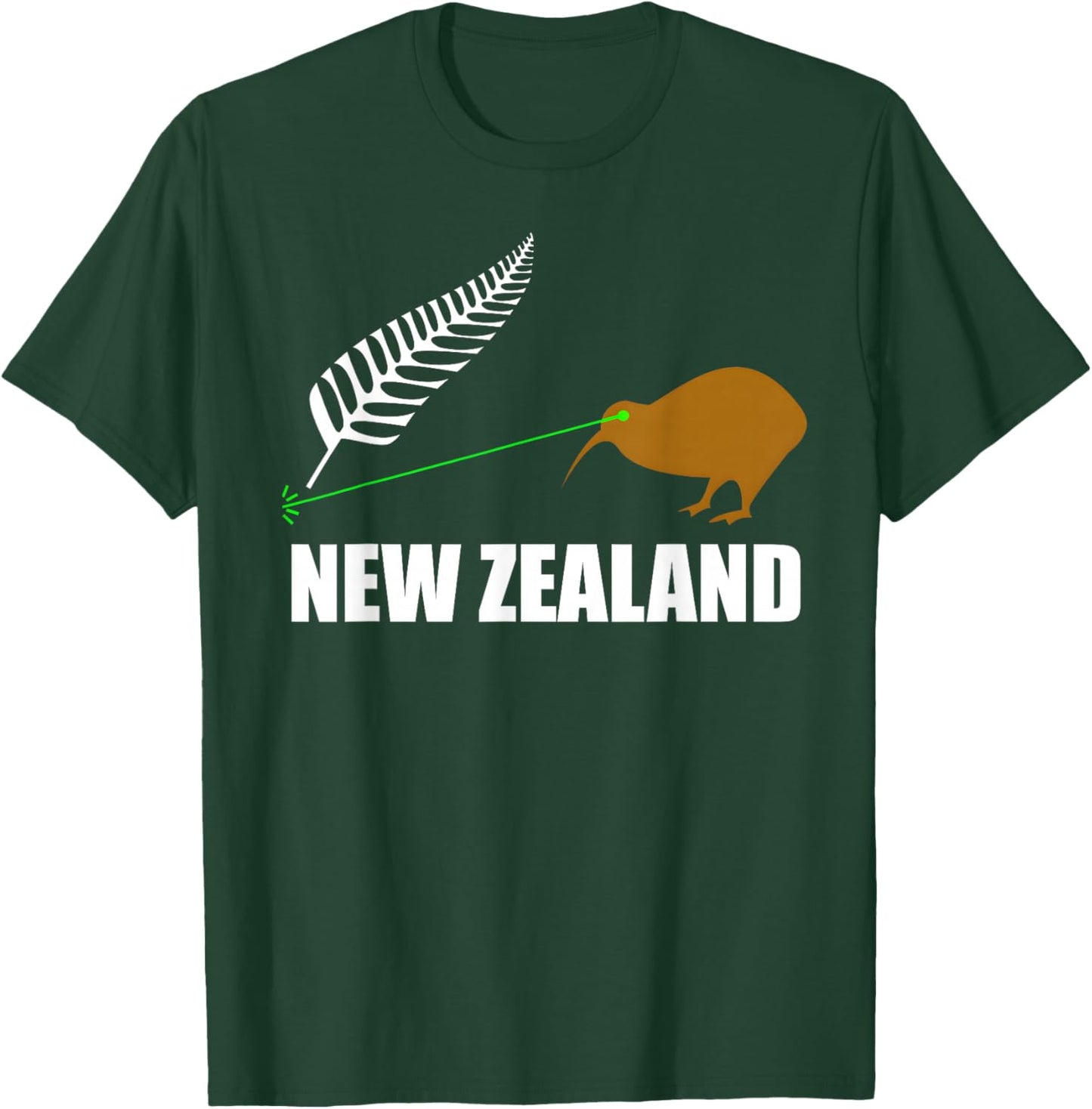 Laser Kiwi Flag New Zealand Flag T-Shirt - T-Shirt | Forest