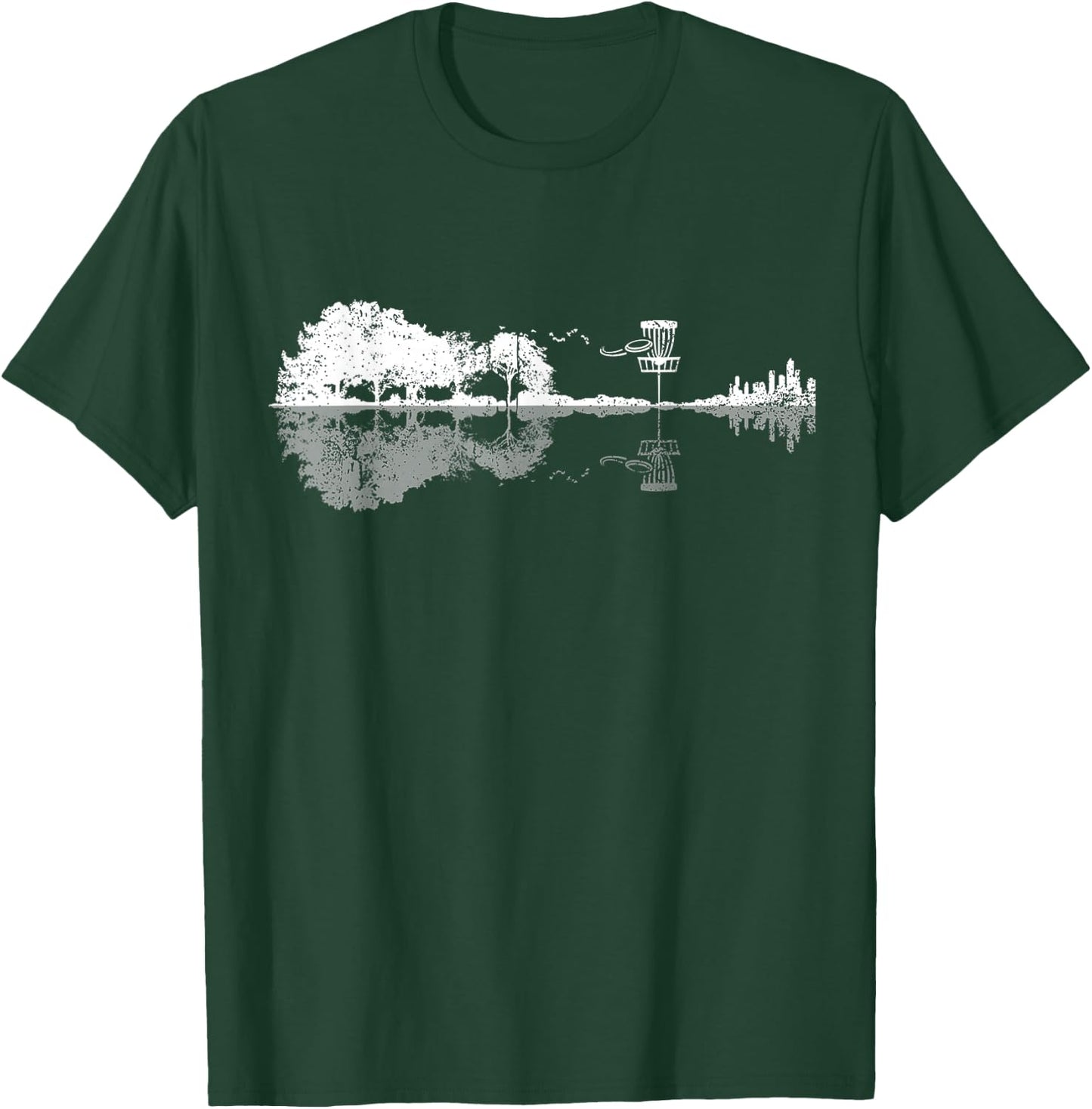 Disc Golf Sunset Guitar Guitarist Player Golfing Golfer T-Shirt - T-Shirt | Forest