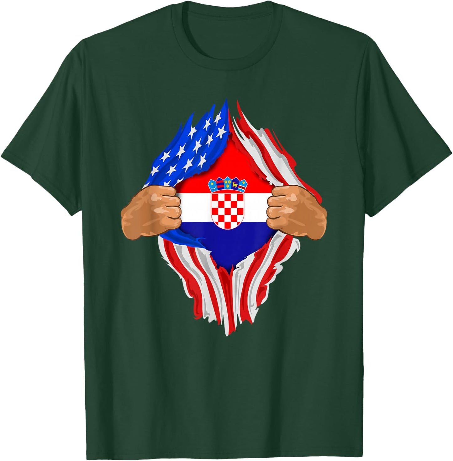 Croatian Blood Inside Me | Croatia Flag Gift T-Shirt - T-Shirt | Forest