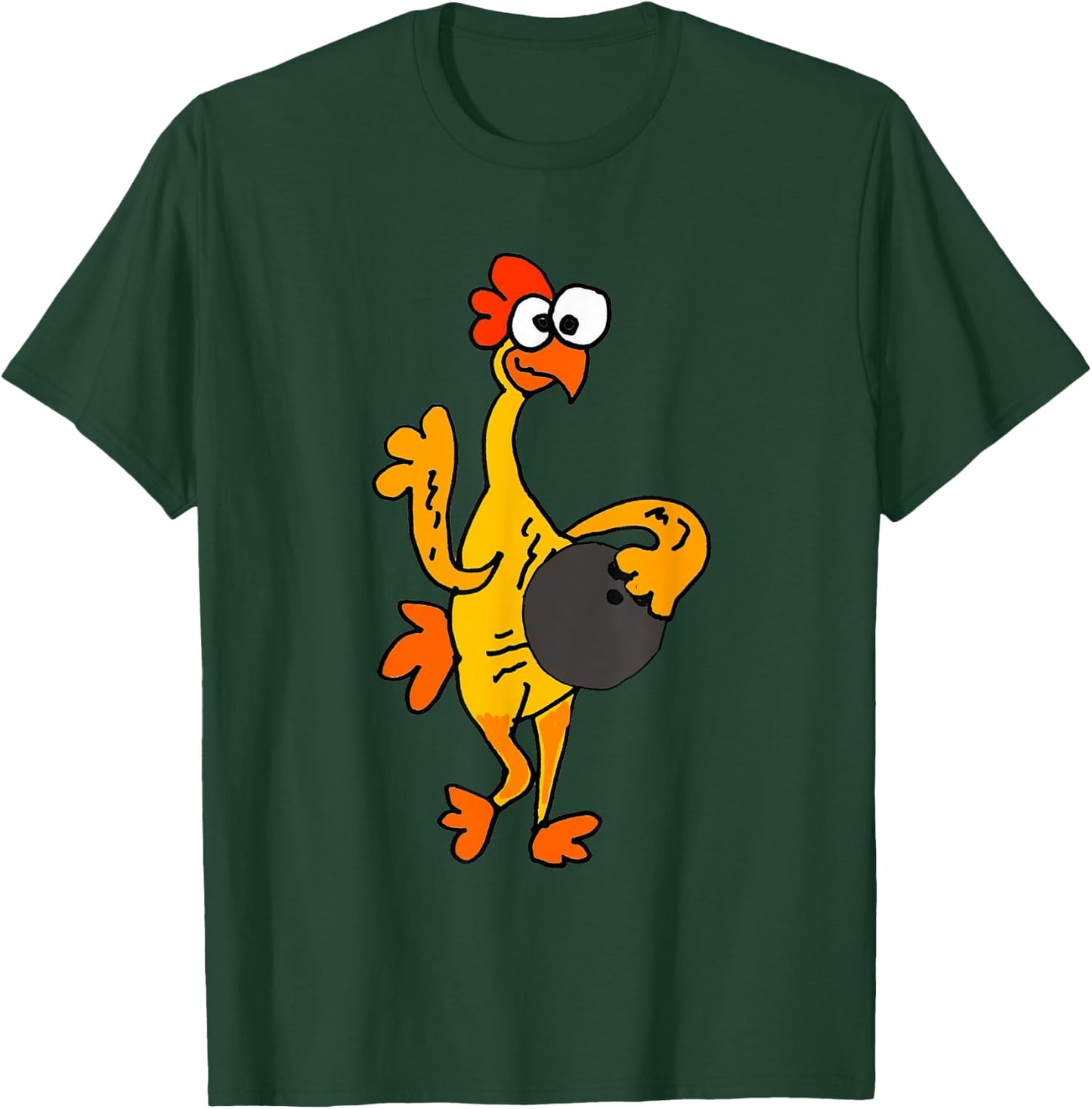 SmileteesSports Funny Rubber Chicken Bowling T-Shirt - T-Shirt | Forest