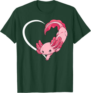 Axolotl Shirts Girls Kids Heart Cute Axolotl T-Shirt - T-Shirt | Forest
