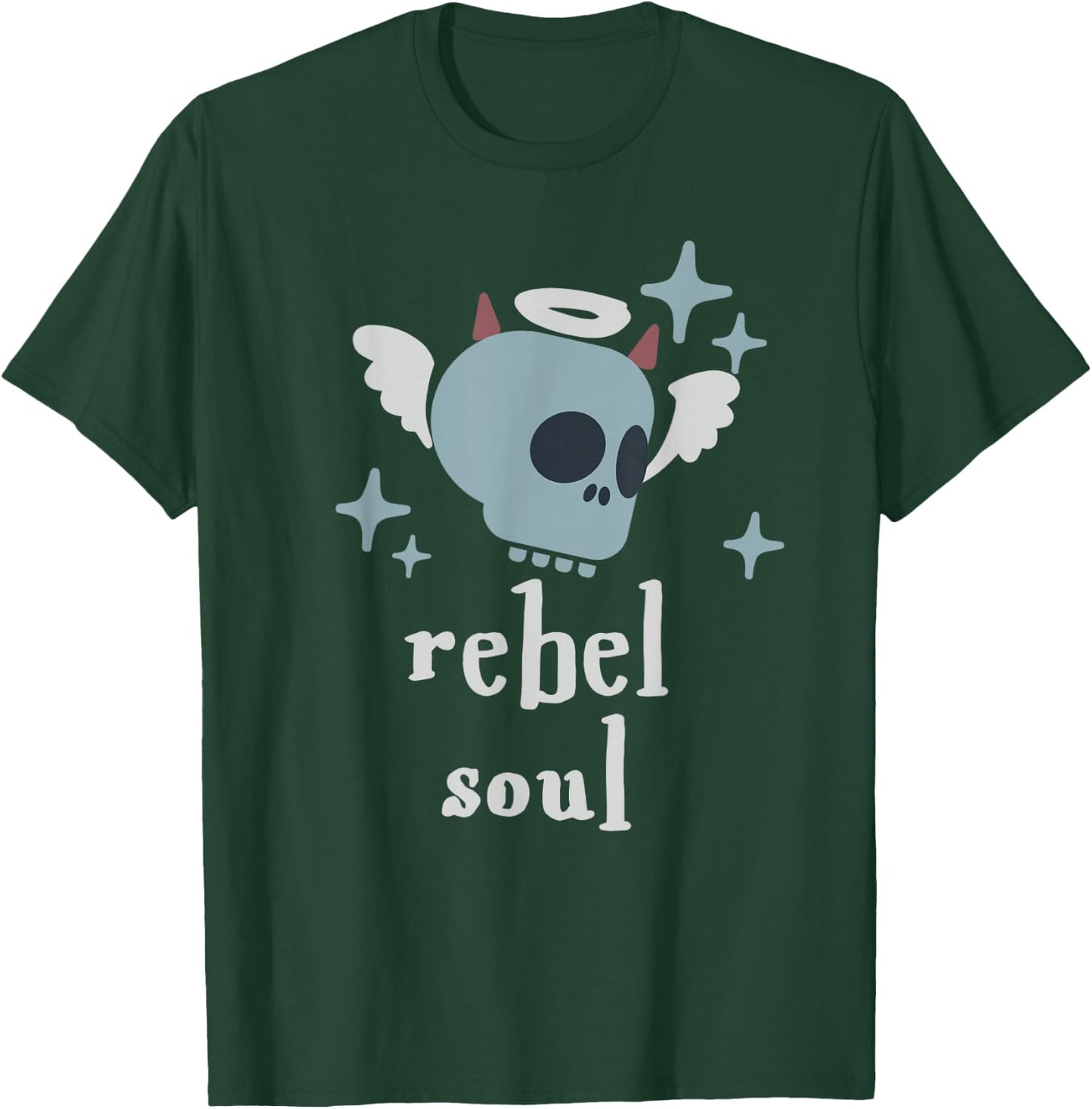 Rebel Soul Flying Skull Gen Z Funny Adult Humor Sassy Retro T-Shirt - T-Shirt | Forest