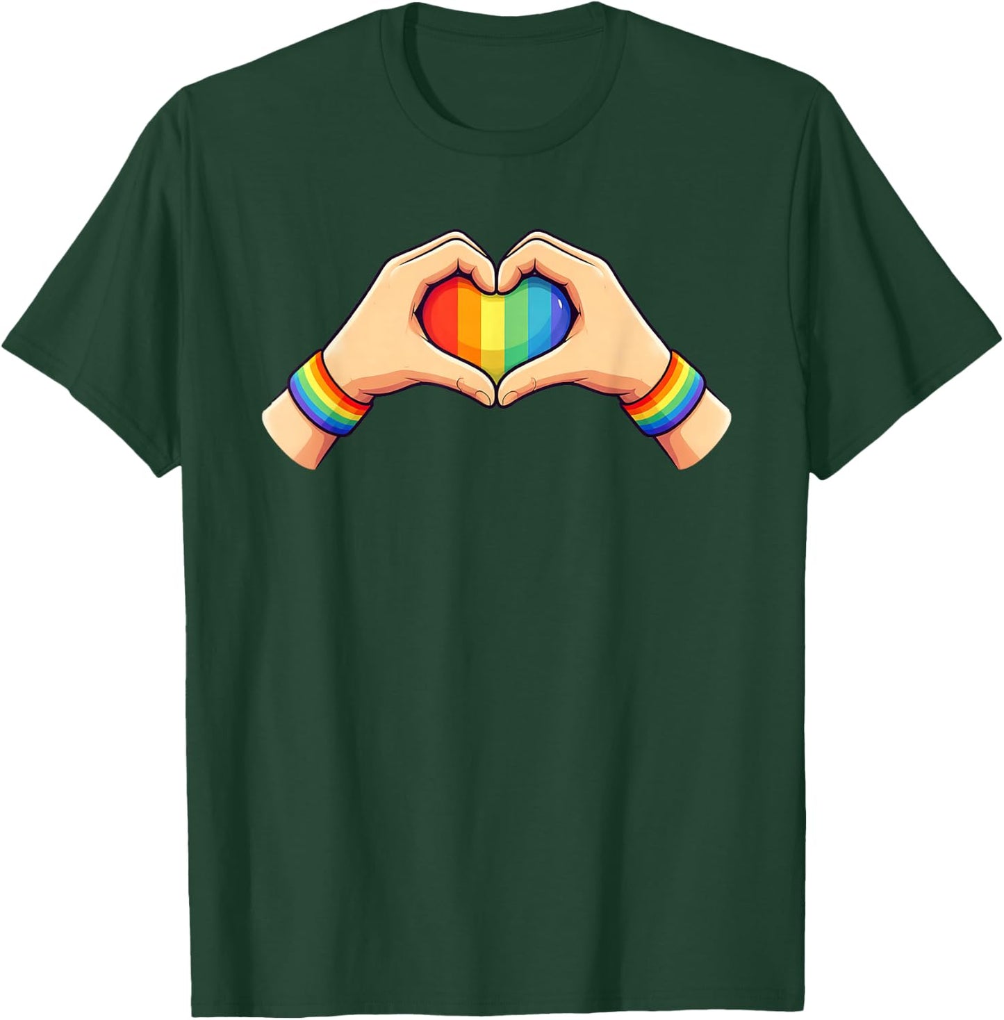Gay Pride LGBT Rainbow Flag Heart Unity T-Shirt - T-Shirt | Forest
