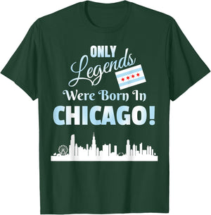Only Legends Were Born In Chicago Chicago Skyline Flag Art T-Shirt - T-Shirt | Forest