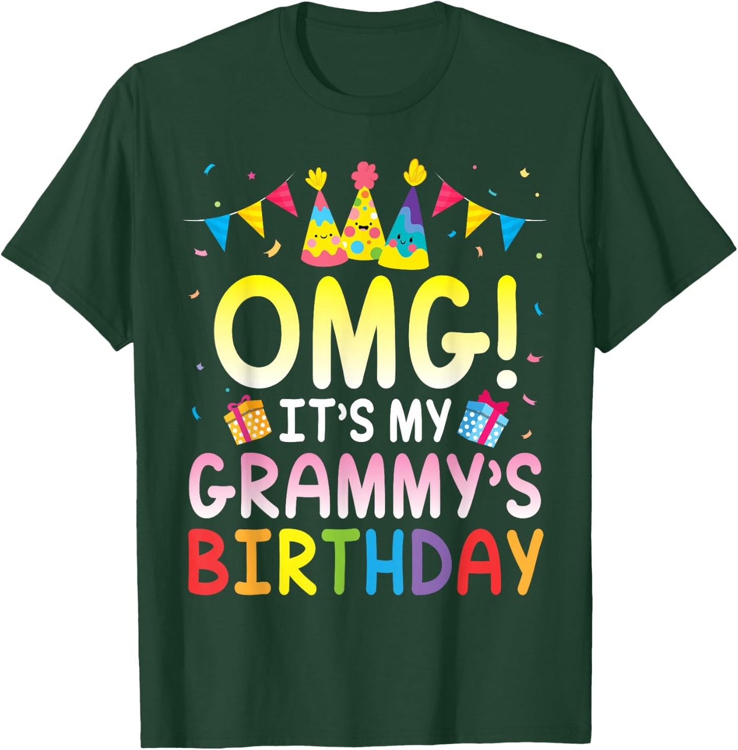 Balloon Present OMG It's My Grammy's Birthday Happy Mom Nana T-Shirt - T-Shirt | Forest