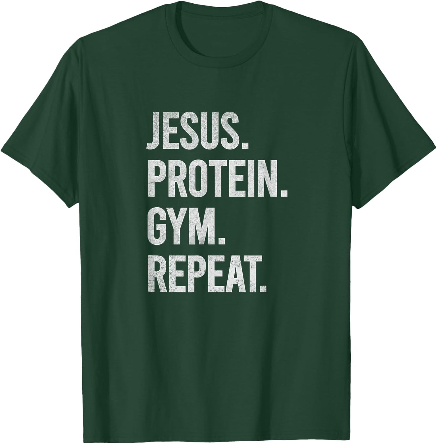 Jesus Gym Funny Weightlifting Workout Christian Graphic T-Shirt - T-Shirt | Forest