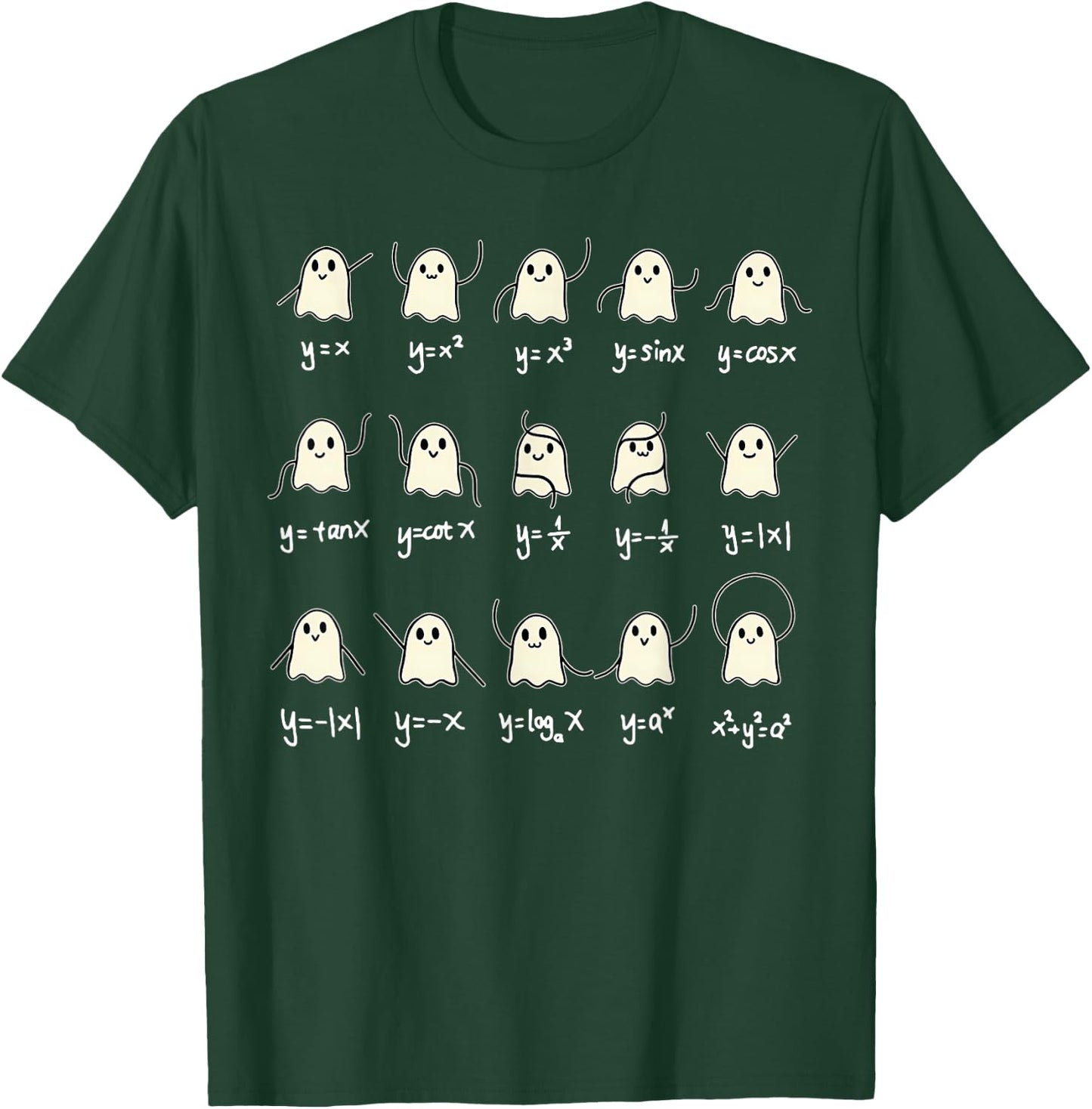 Math Dance Ghost Halloween Spooky Cute Ghost Math Teacher T-Shirt - T-Shirt | Forest