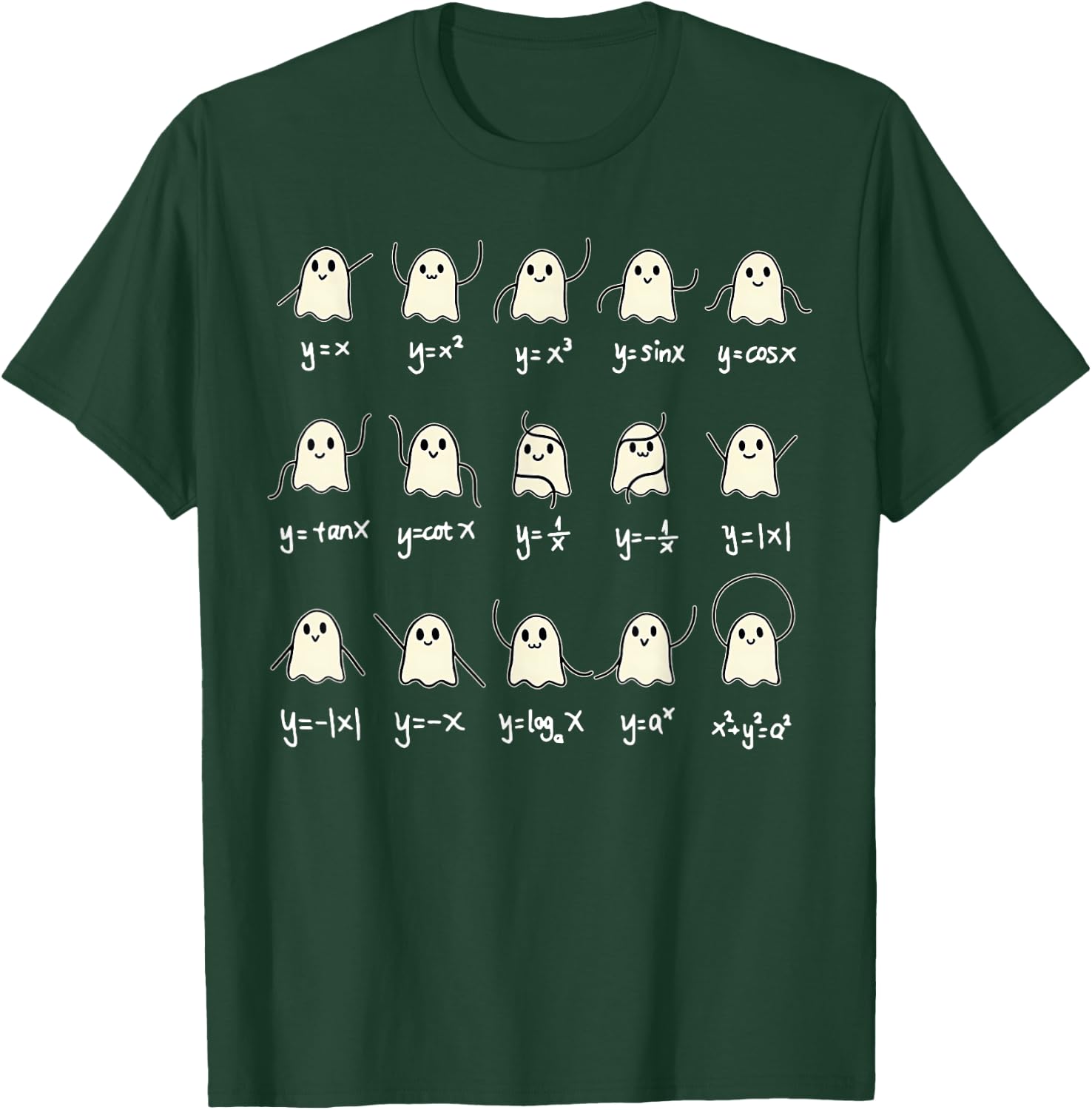 Math Dance Ghost Halloween Spooky Cute Ghost Math Teacher T-Shirt - T-Shirt | Forest