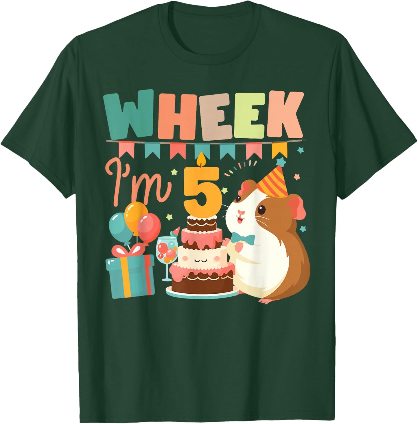 Guinea Pig 5th Birthday Wheek I'm 5 T-Shirt - T-Shirt | Forest