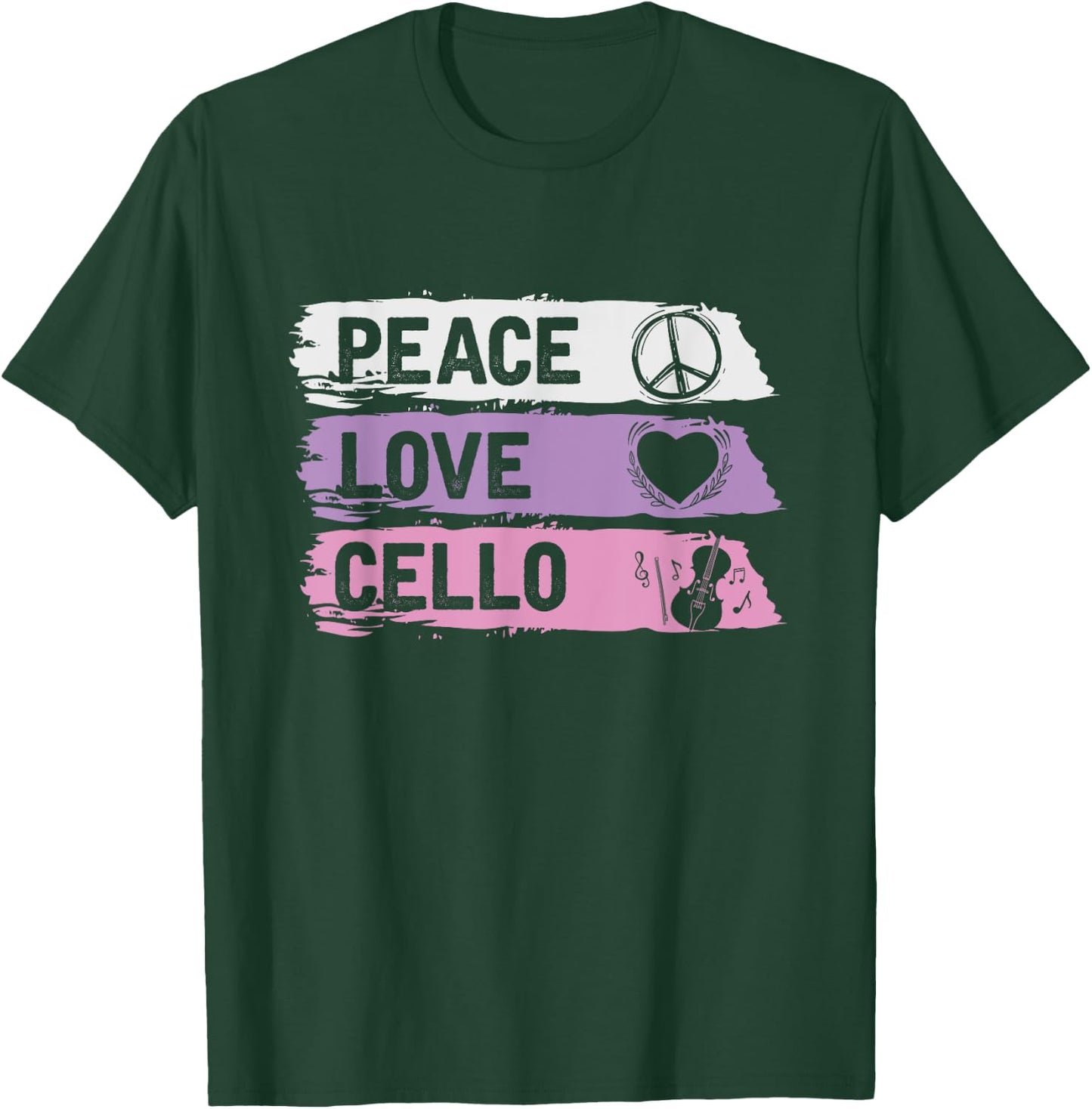 Hippie Cello Player Gift Peace Love Cello T-Shirt - T-Shirt | Forest