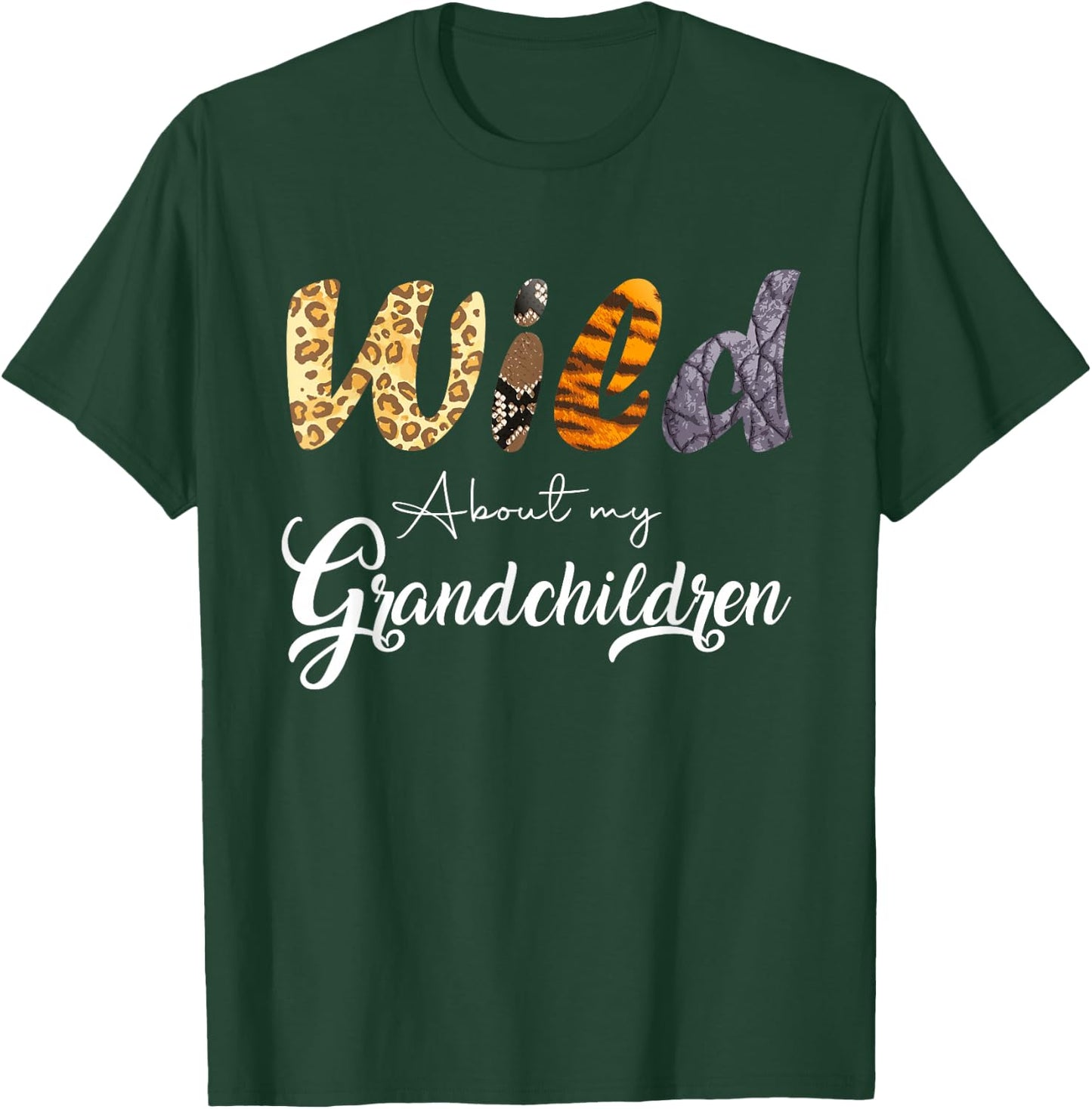 Family Grandparents Leopard Wild About My Grandchildren T-Shirt - T-Shirt | Forest