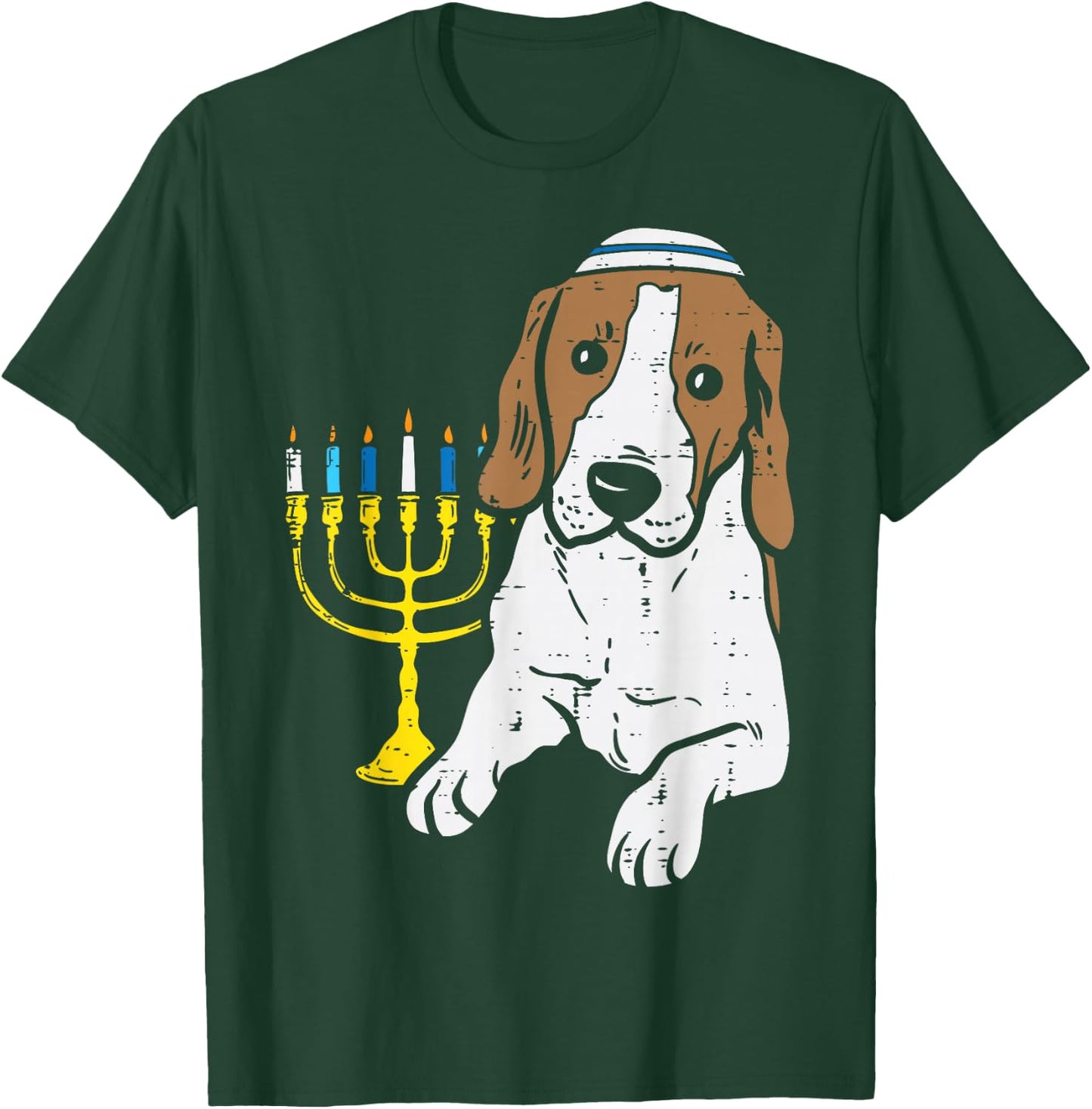 Jewish Beagle Dog Menorah Hanukkah Pajamas Chanukah PJs T-Shirt - T-Shirt | Forest