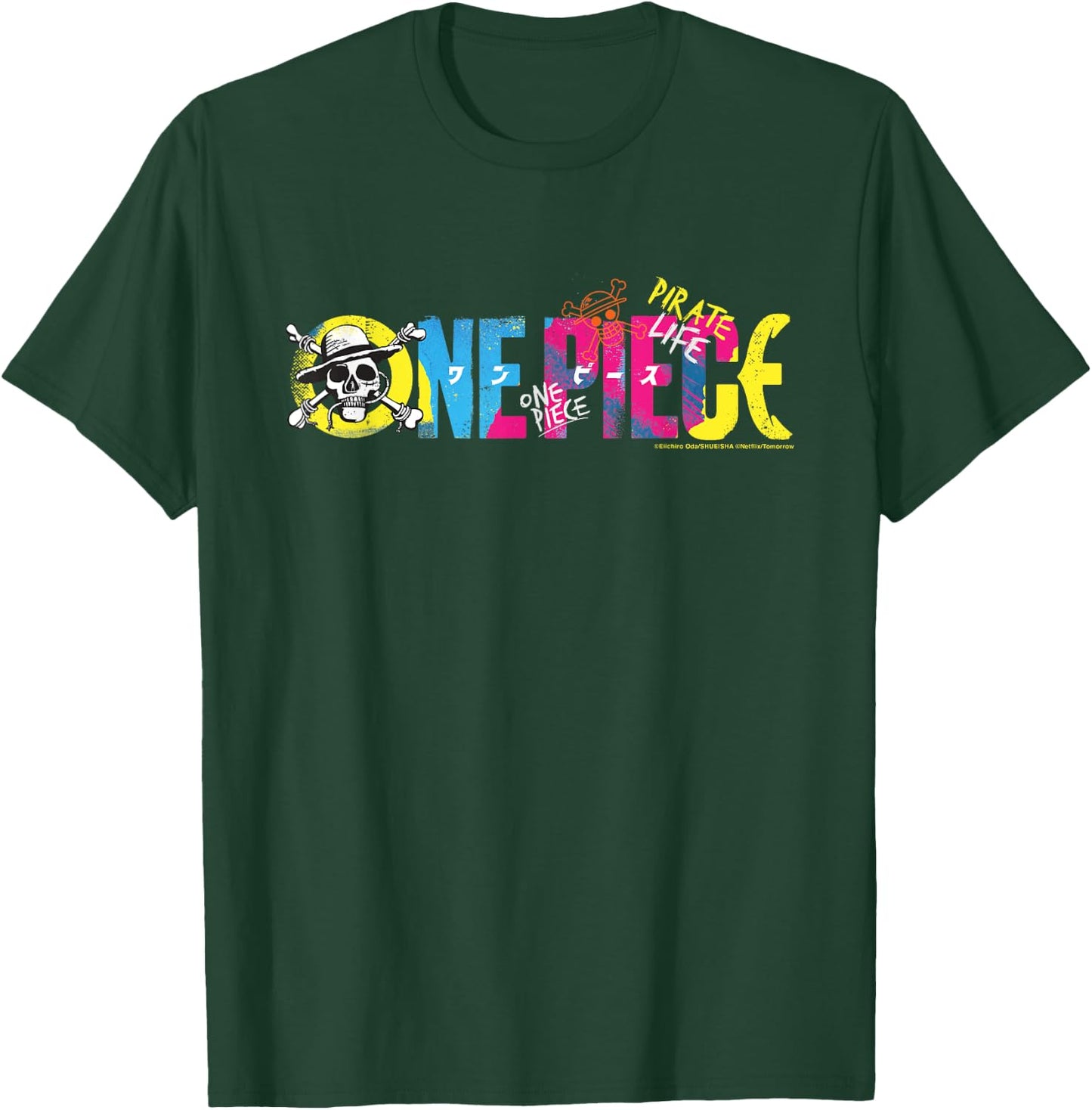One Piece Anime Pirate Life Straw Hat Pirate Logo , black T-Shirt - T-Shirt | Forest
