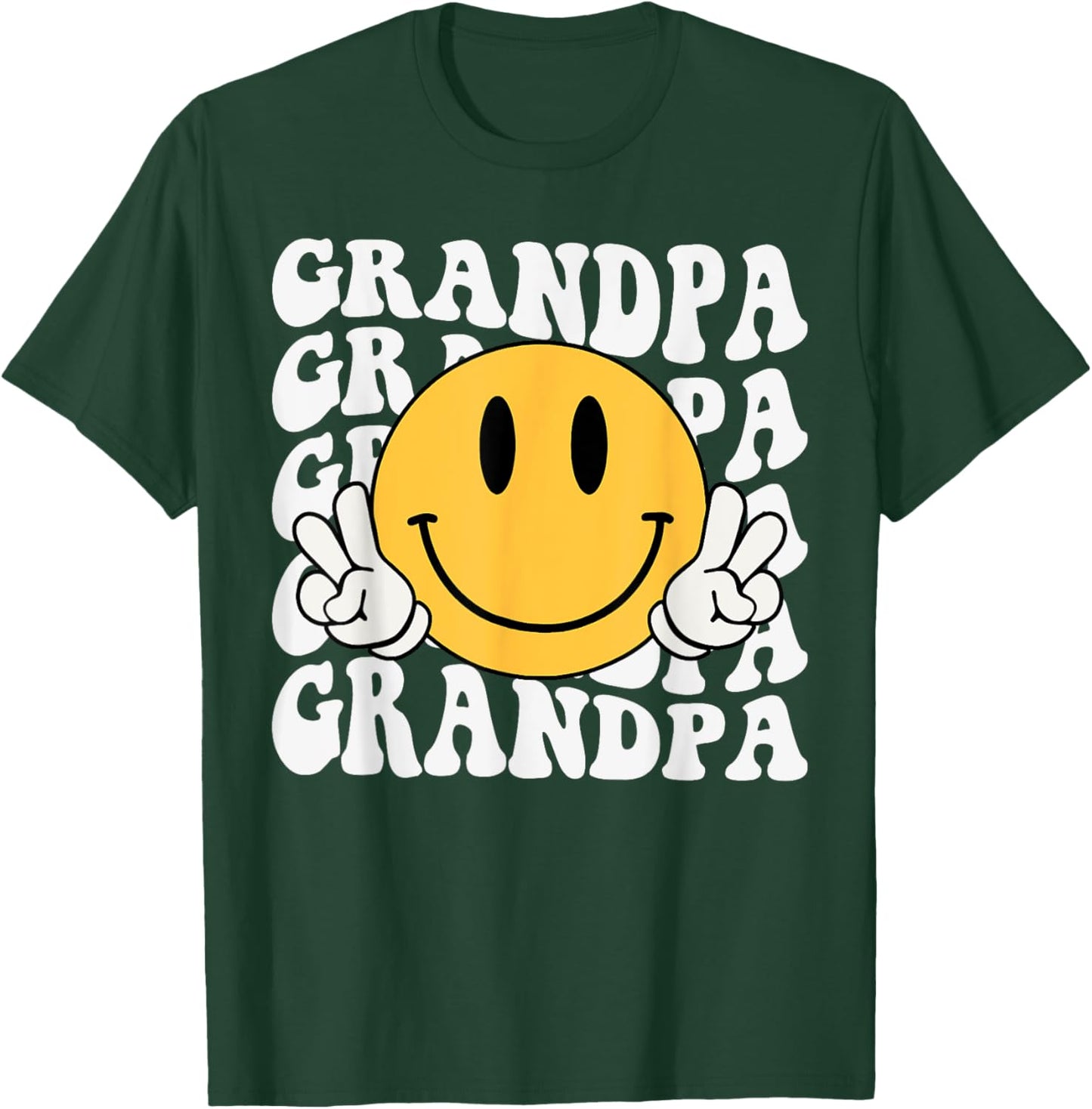 Grandpa One Happy Dude Birthday Family Matching Smile Face T-Shirt - T-Shirt | Forest