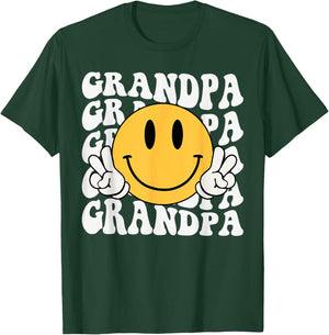 Grandpa One Happy Dude Birthday Family Matching Smile Face T-Shirt - T-Shirt | Forest