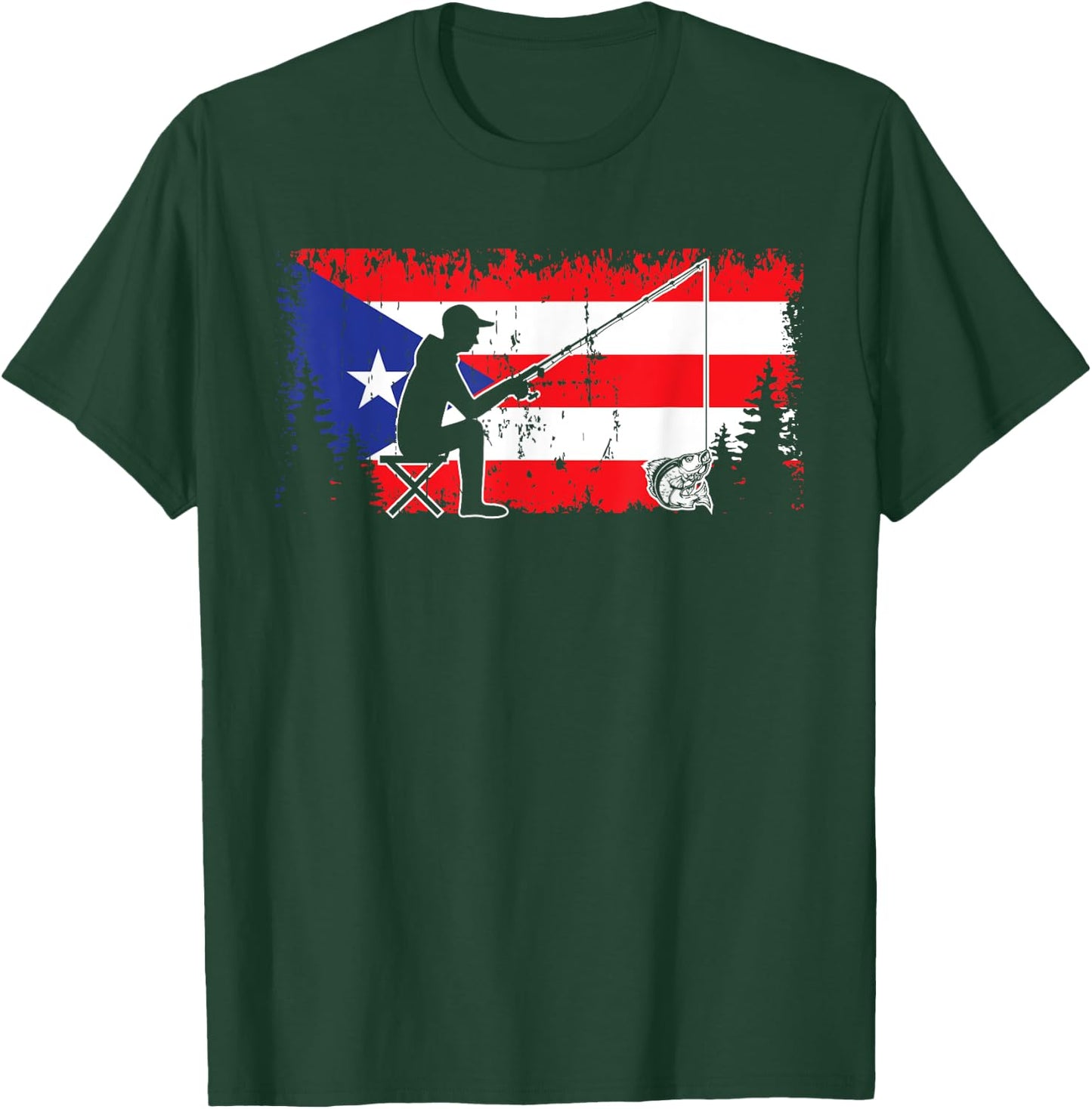 Puerto Rico Flag Cool Dad Fishing Design Fisherman Father T-Shirt - T-Shirt | Forest