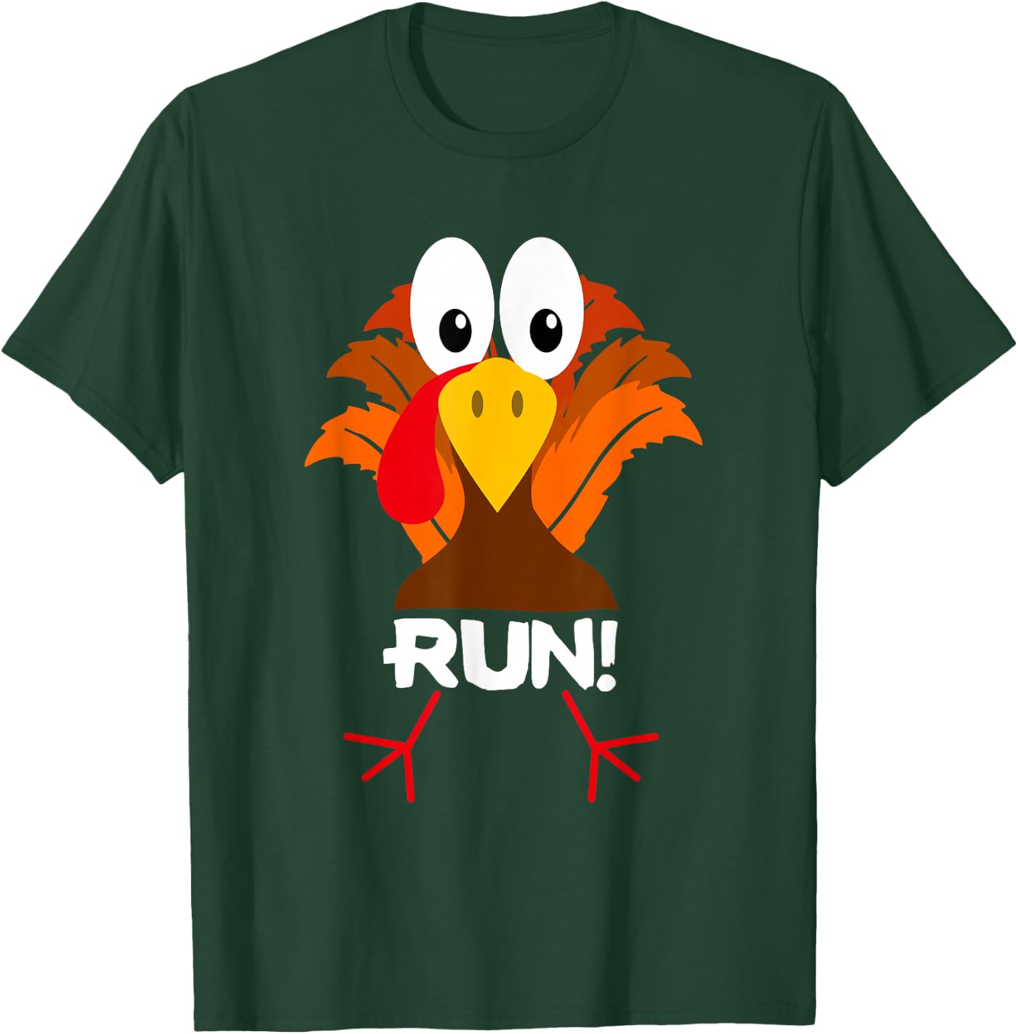 Turkey Costume Adult Running Face Turkey Trot T-Shirt - T-Shirt | Forest