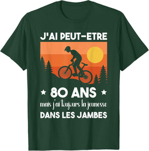 80 Years Birthday Bicycle Vintage Humor Cycling , Black, S T-Shirt - T-Shirt | Forest