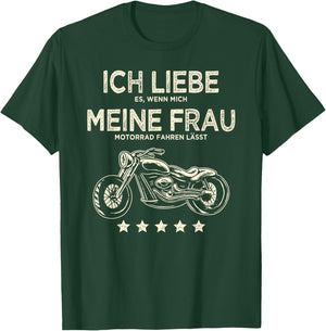 Men's with German Text "Ich liebe es wenn meine Frau mich Motorrad fahren lässt lässt T-Shirt - T-Shirt | Forest