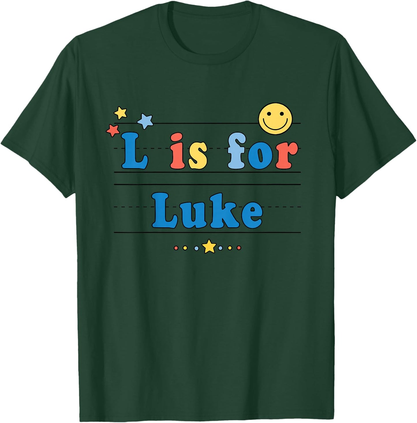Kids Luke Name Shirt Alphabet L is for Luke T-Shirt - T-Shirt | Forest
