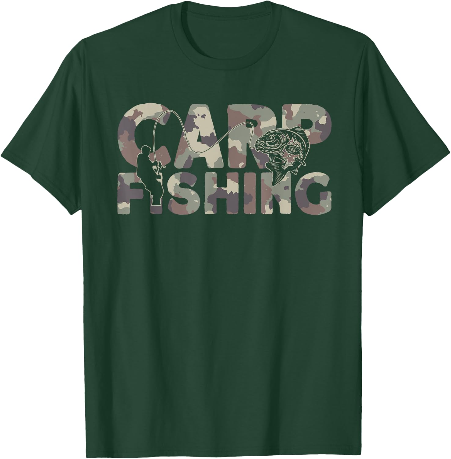 Carp Fishing - Camouflage , Black, S T-Shirt - T-Shirt | Forest