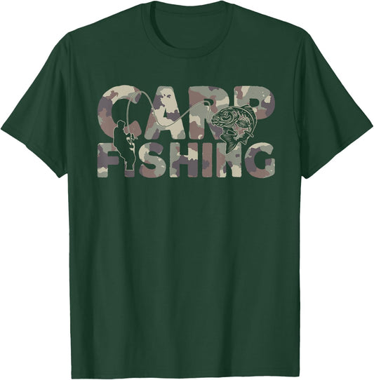 Carp Fishing - Camouflage , Black, S T-Shirt - T-Shirt | Forest