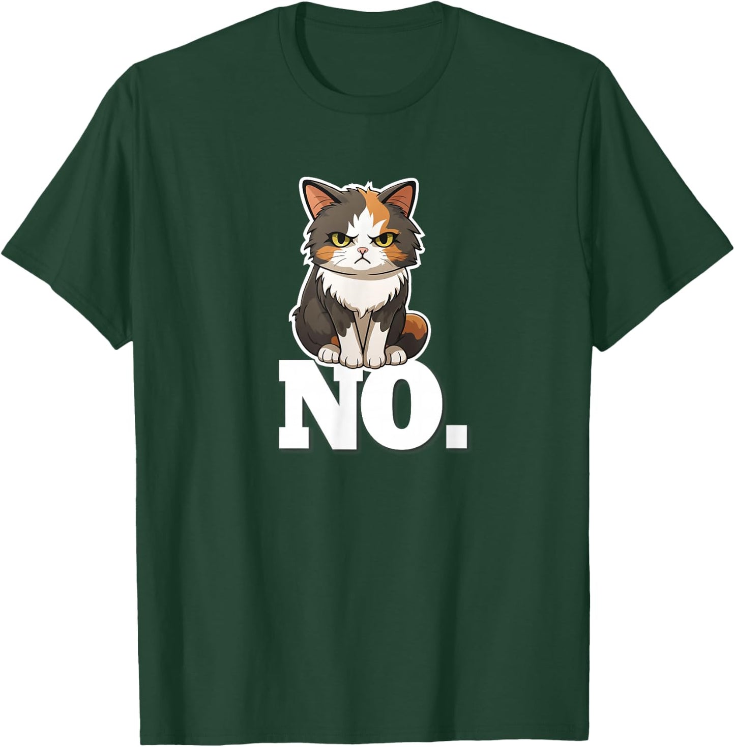 Kids Girls Kawaii Grumpy NO Calico Cat Lover T-Shirt - T-Shirt | Forest