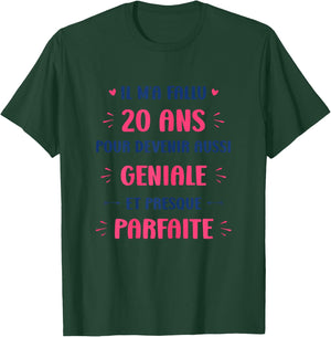 Funny Awesome 20 Years Woman Birthday 20 Years , white, Female X-Small T-Shirt - T-Shirt | Forest