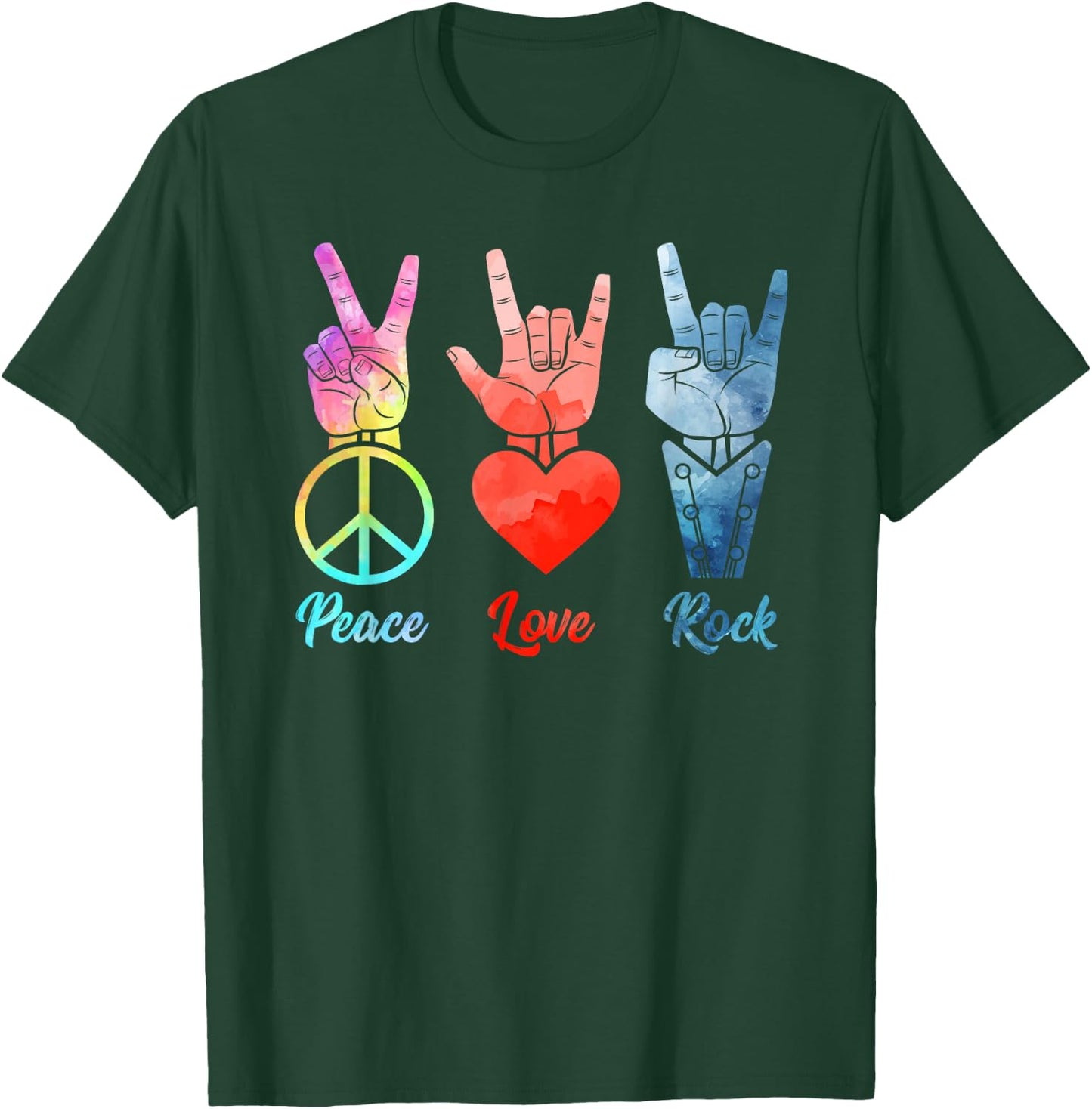 Peace Love Rock & Roll Vintage Peace Loving Musician T-Shirt - T-Shirt | Forest