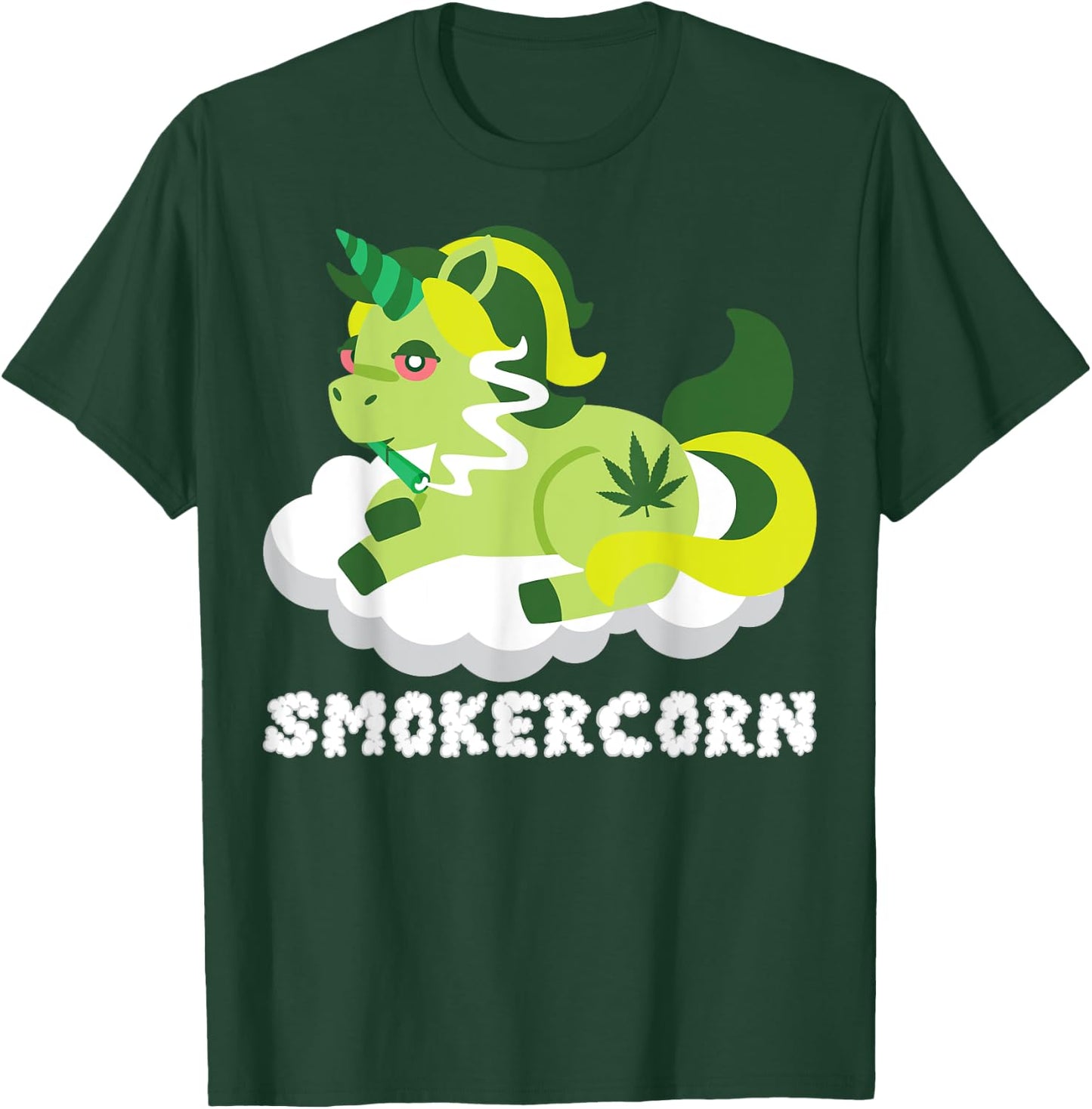 Smokercorn Unicorn 420 Weed Cannabis Marijuana Stoner Gift T-Shirt - T-Shirt | Forest
