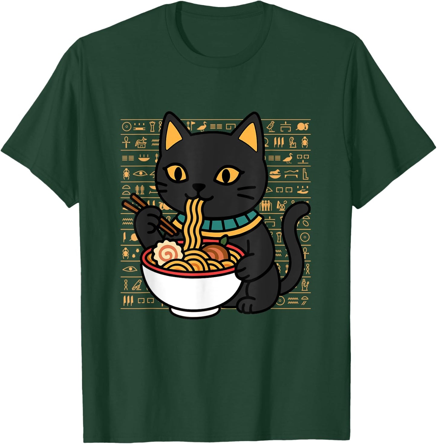 Bast Cat Ramen Egypt Egyptian Mythology Goddess Bastet T-Shirt - T-Shirt | Forest