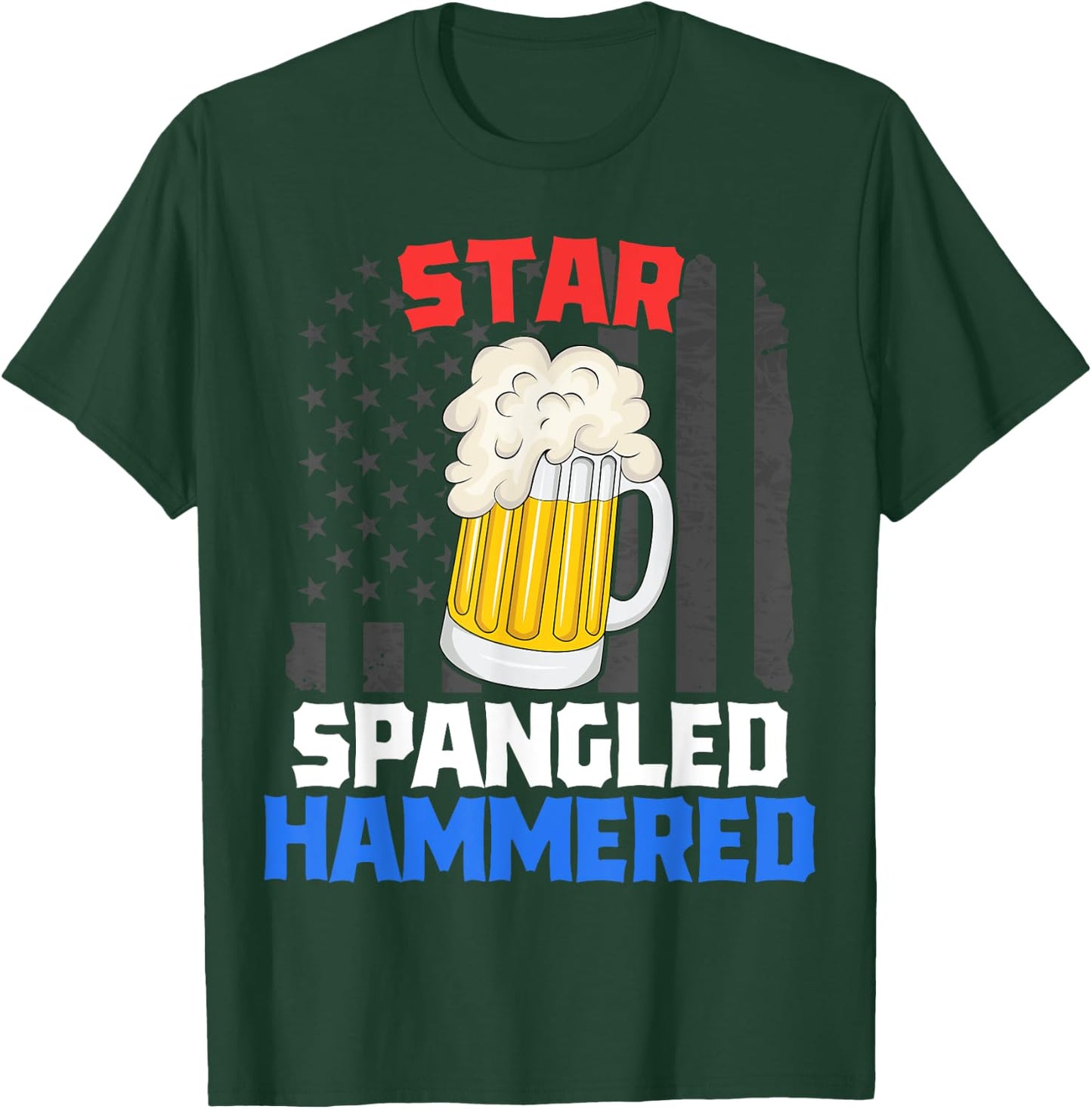 Patriotic Beer Drinking Star Spangled Hammered 4th of July T-Shirt - T-Shirt | Forest