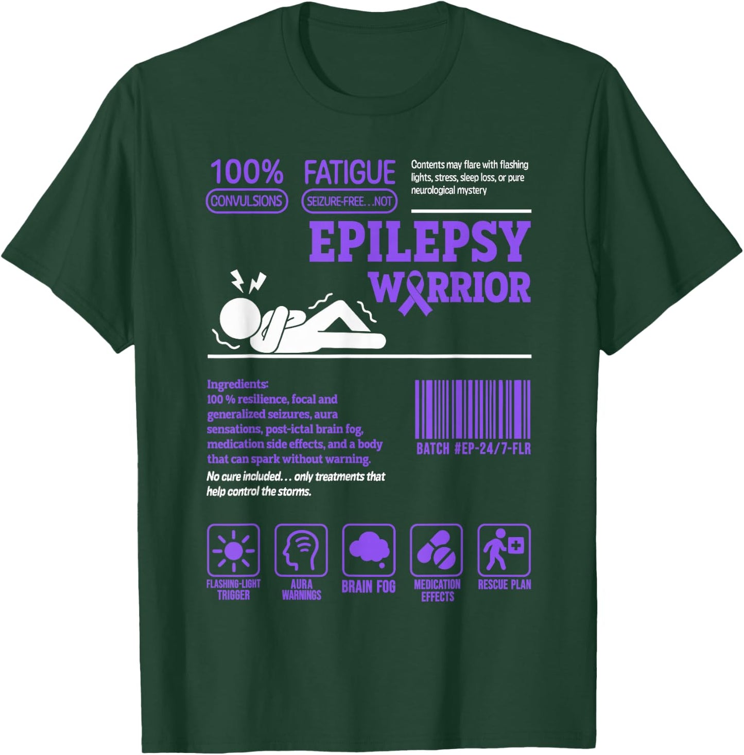 Funny Epilepsy Warrior Epilepsy Awareness T-Shirt - T-Shirt | Forest