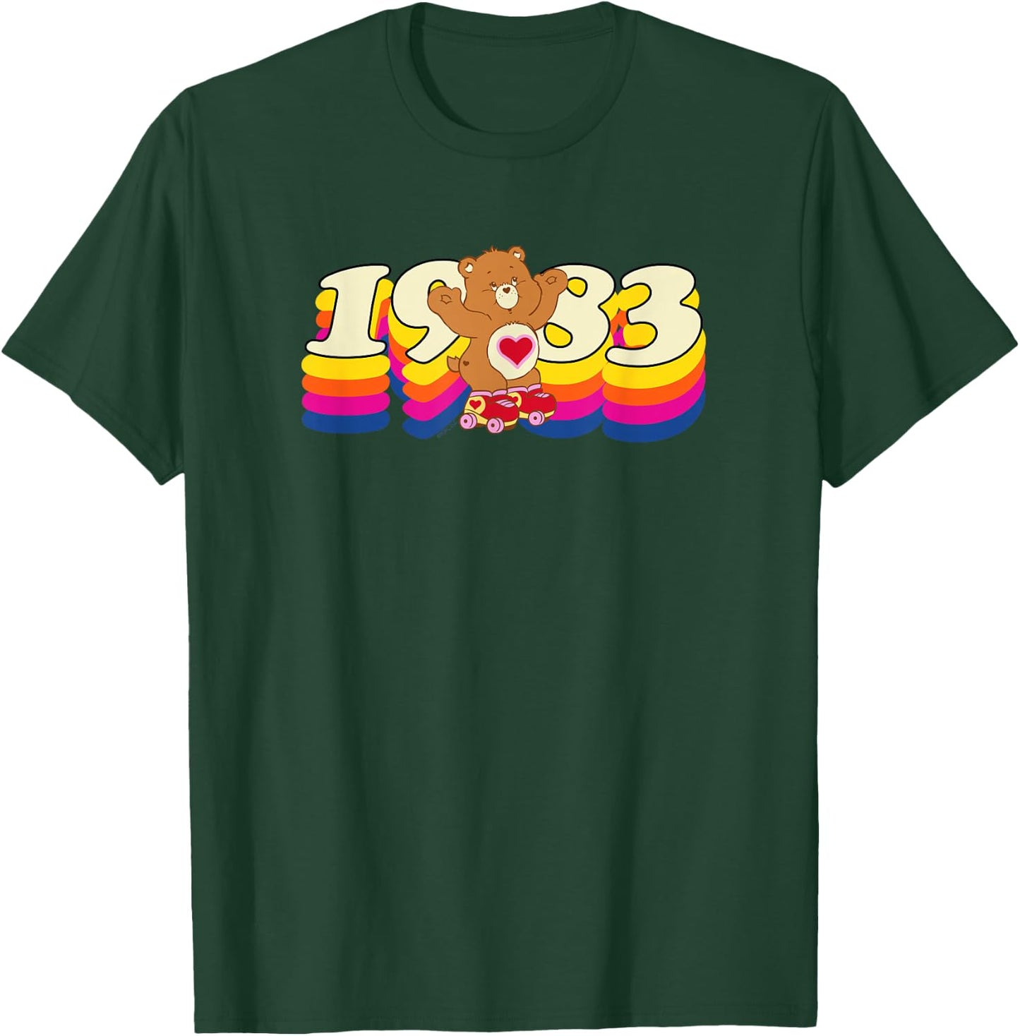 Care Bears Tenderheart 1983 Rollerskating Retro Cartoon T-Shirt - T-Shirt | Forest