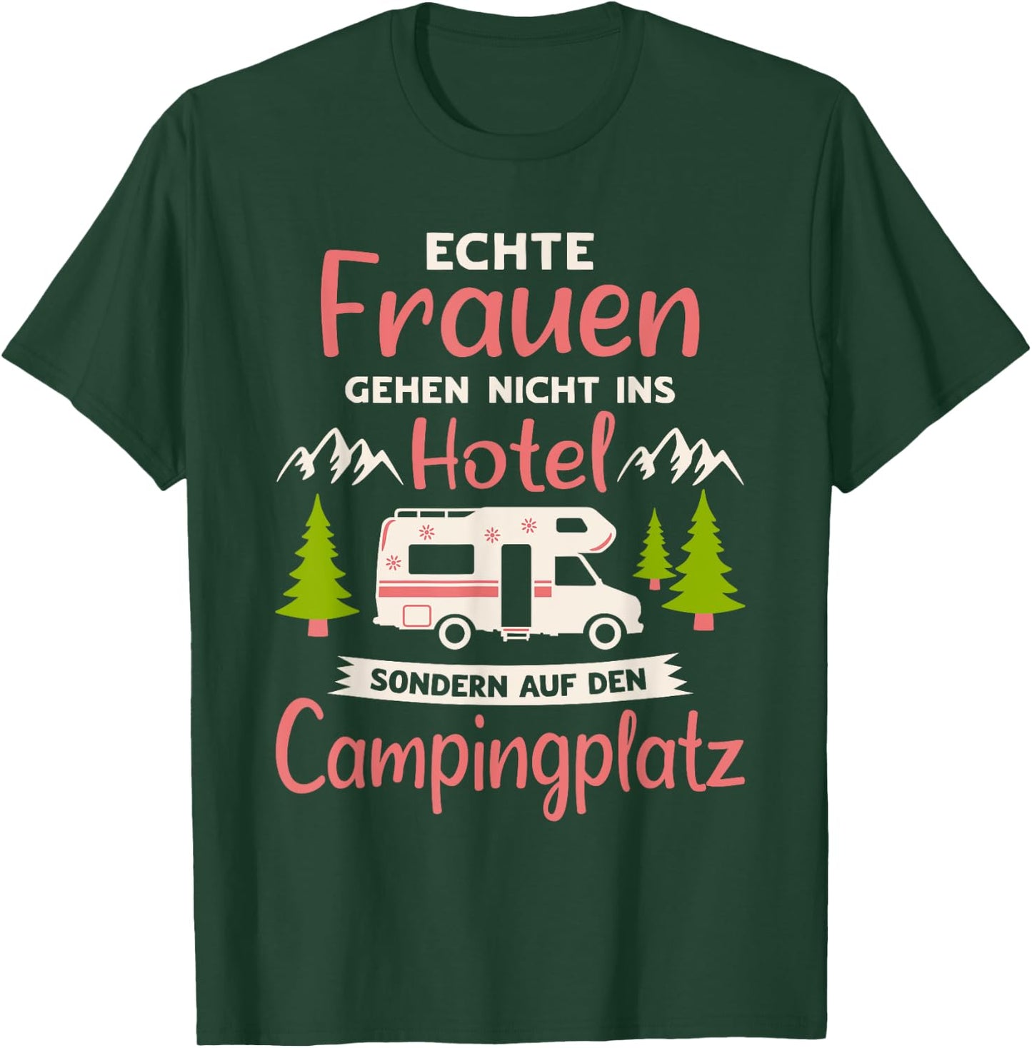 Wohnmobil Zubehör & Geschenke für Camper Echte Frauen Campingplatz Camper Schwarz Klein EU 38-40 T-Shirt - T-Shirt | Forest