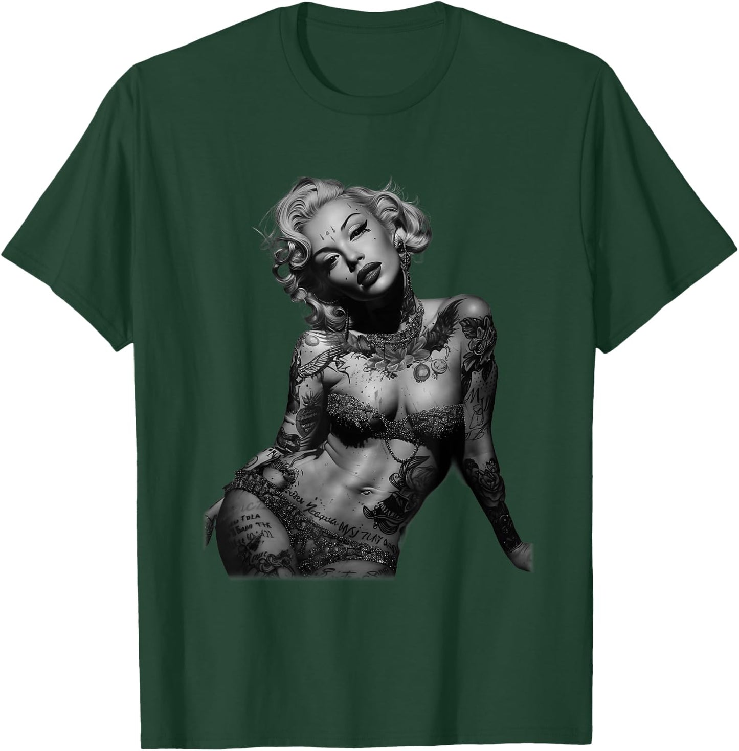 Retro Pinup Sexy Tattoo Girl , black T-Shirt - T-Shirt | Forest