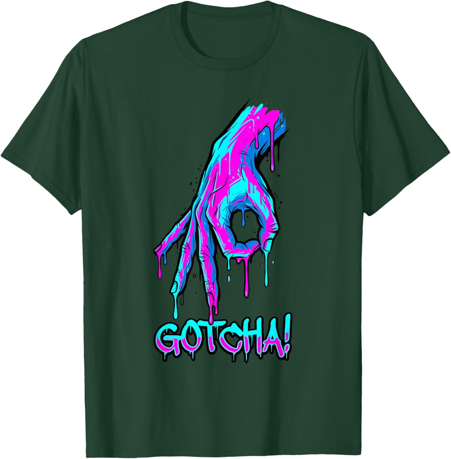 Gotcha Meme Melting Hand Circle Game Synthwave Slime T-Shirt - T-Shirt | Forest