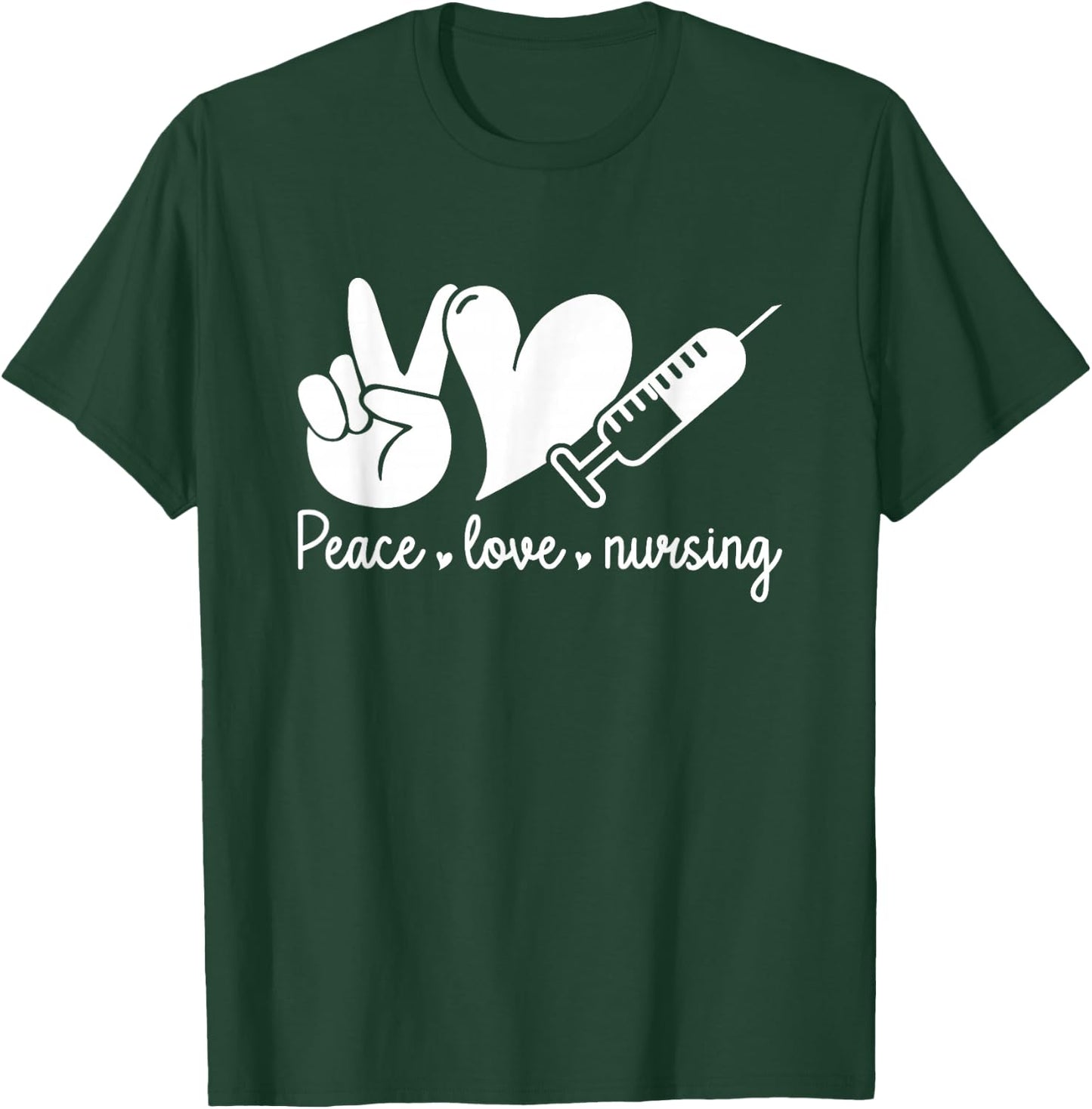 Peace Love Nursing Leopard Print Cute Nurse , Small, Black T-Shirt - T-Shirt | Forest