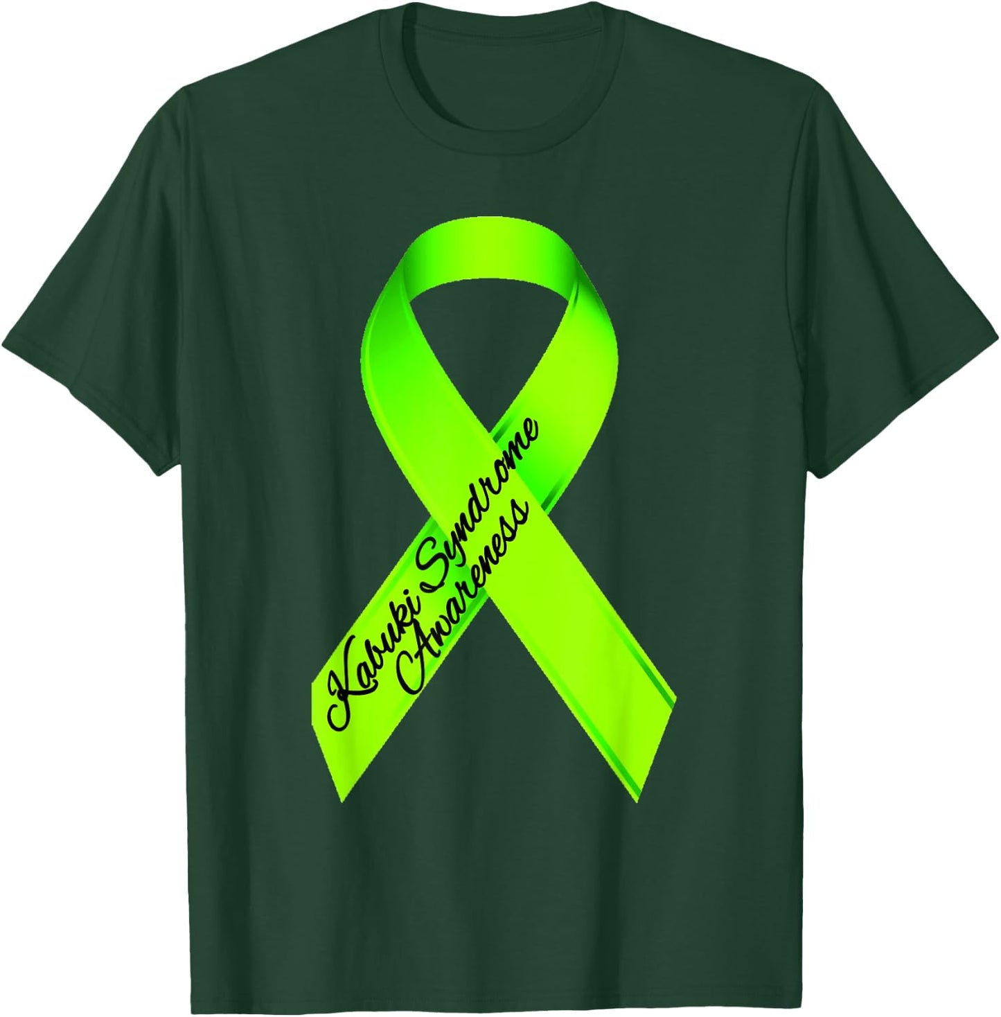 Kabuki Syndrome Awareness Lime Green Graffiti Ribbon T-Shirt - T-Shirt | Forest