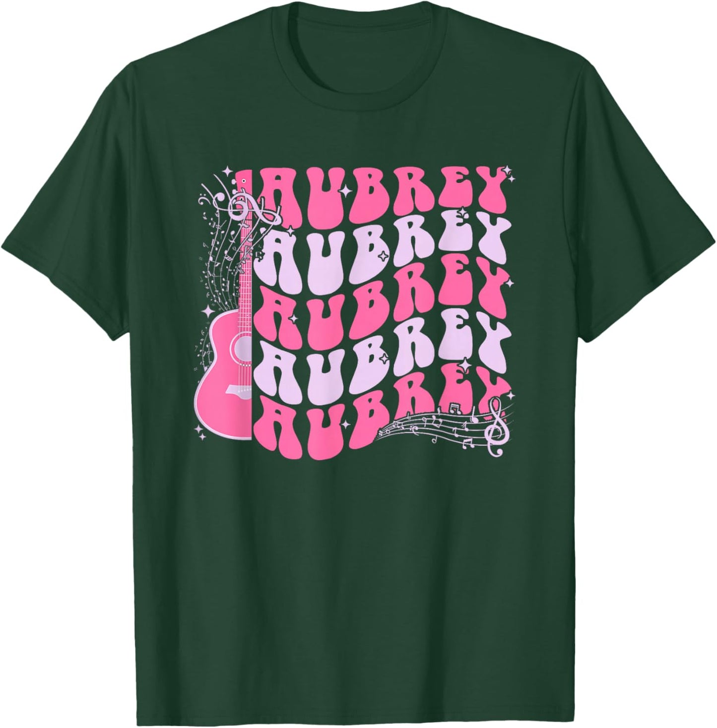Girl Retro AUBREY First Name Personalized Pink Groovy T-Shirt - T-Shirt | Forest