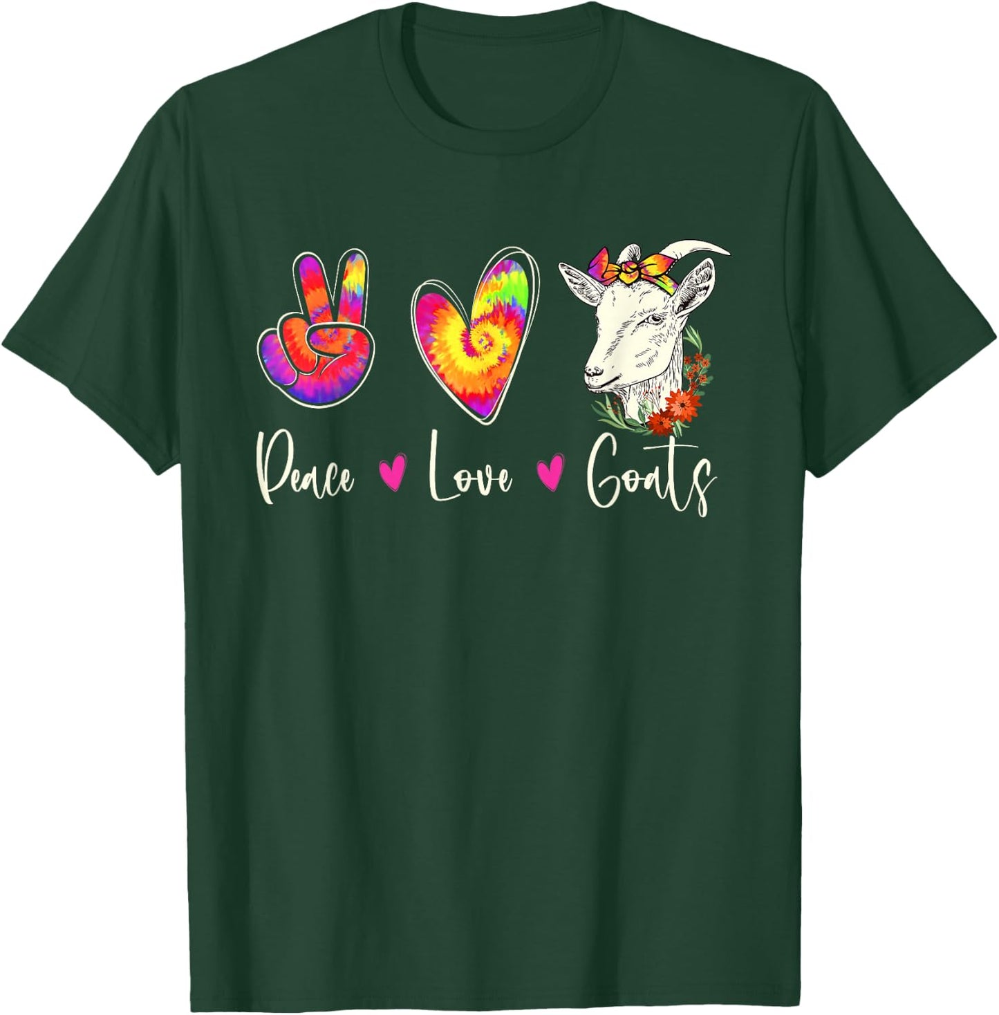 Peace Love Goats - Goat Whisperer Farm Animal Lover Farmer T-Shirt - T-Shirt | Forest