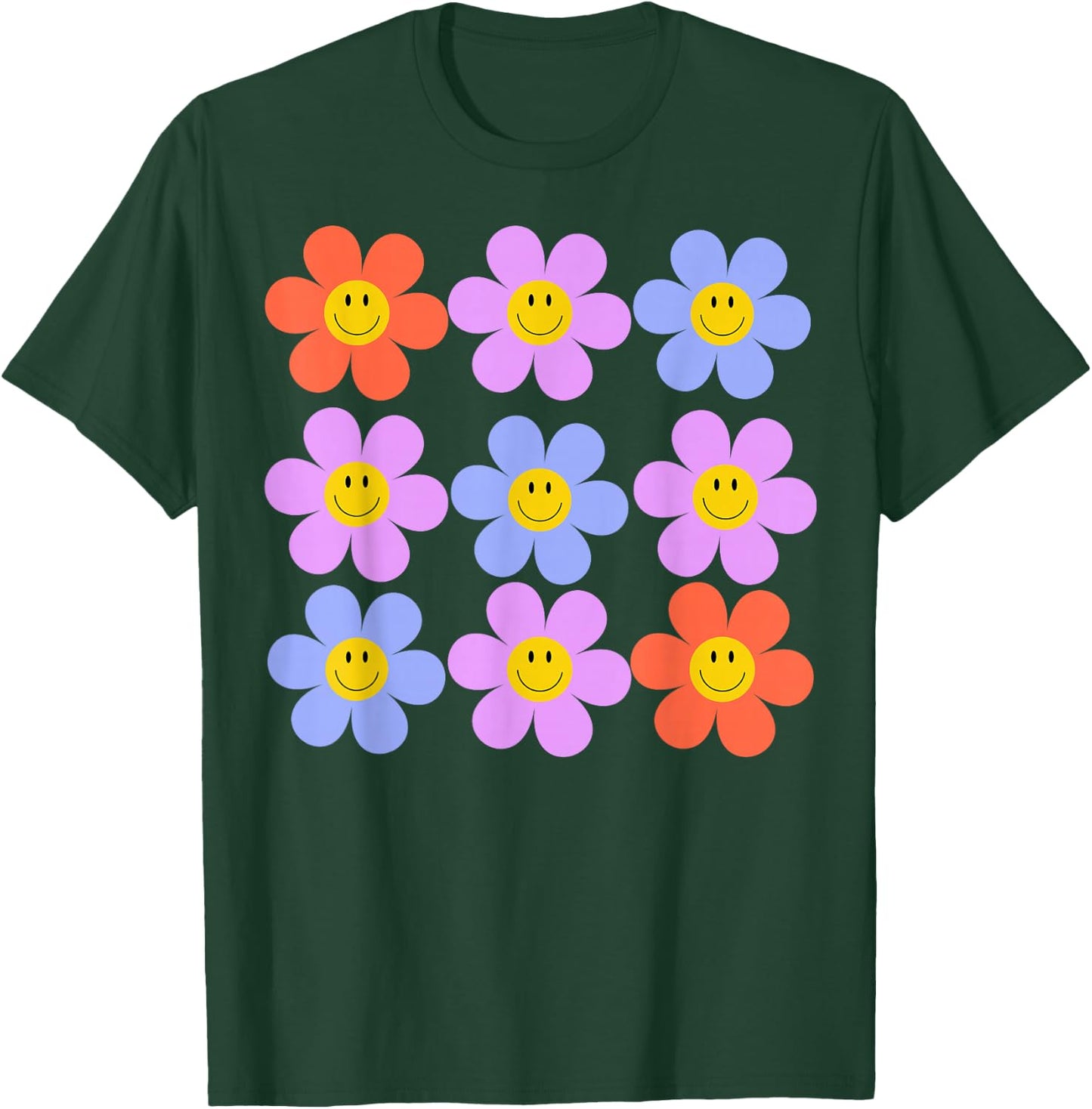 Hippie Retro Flower Power Kawaii Blumen Floral 60er 70er Jahre T-Shirt - T-Shirt | Forest