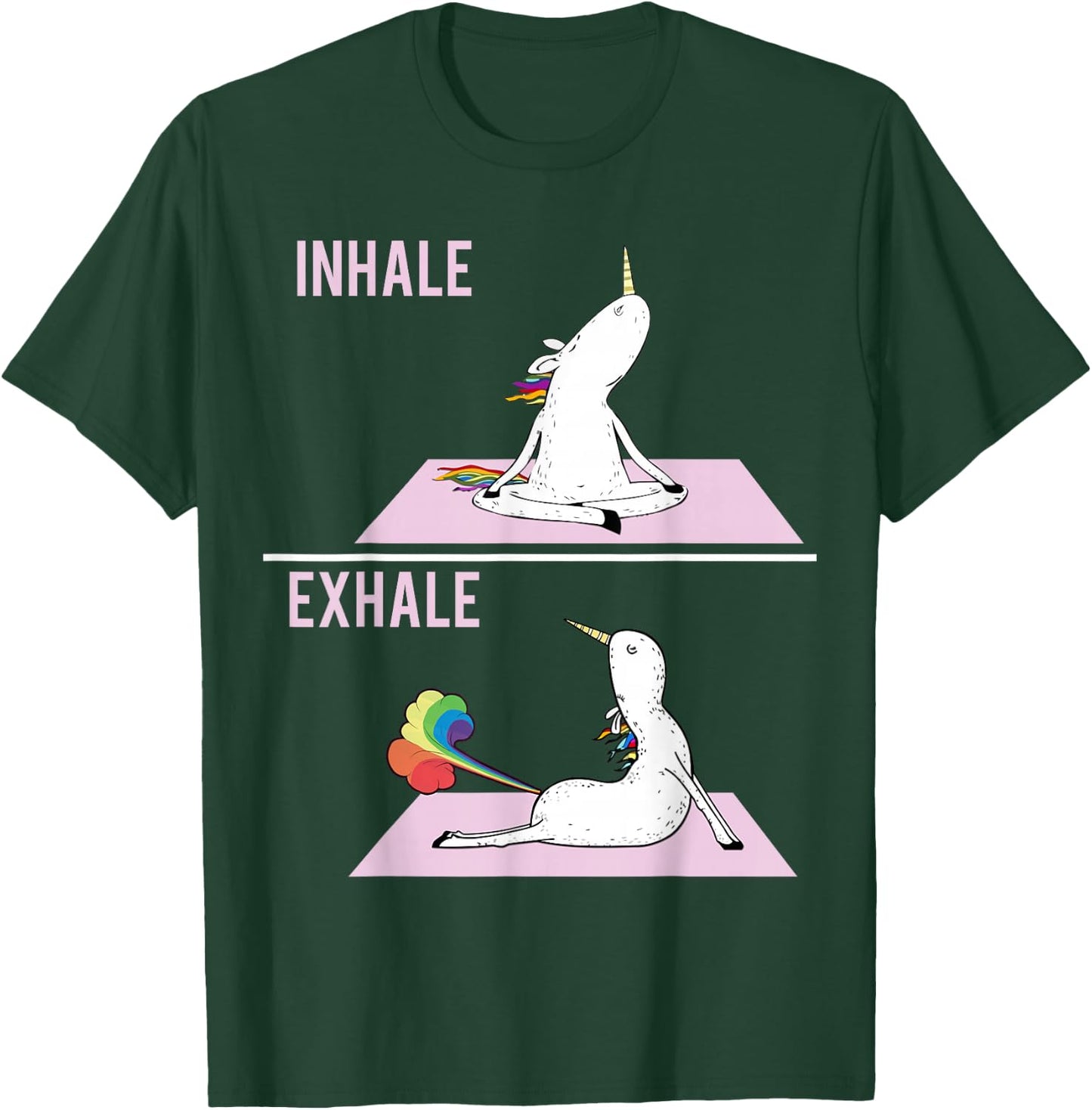 Unicorn Yoga Pose Inhale Exhale Farting Unicorn Funny Gift T-Shirt - T-Shirt | Forest
