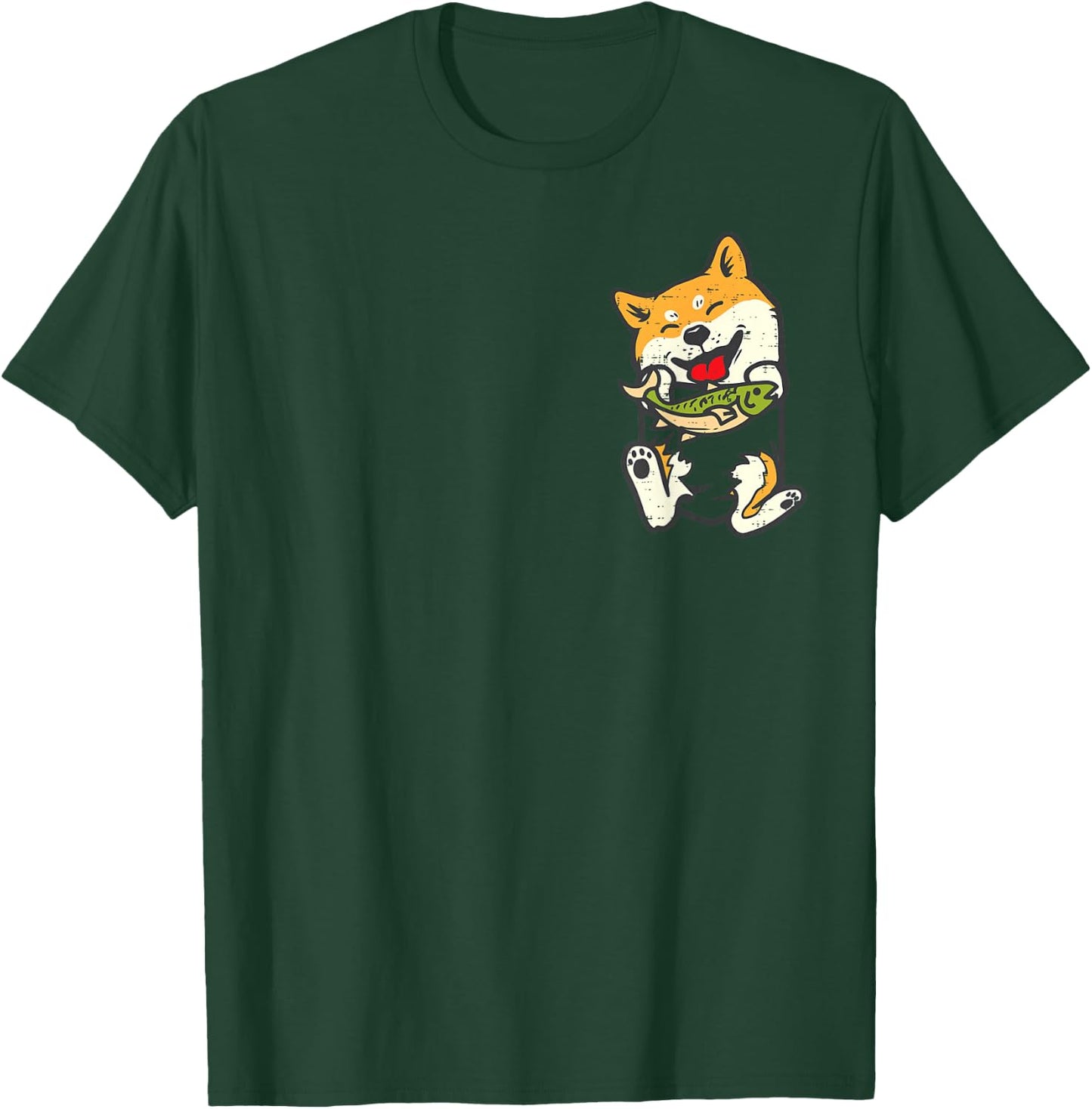 Shiba Inu Dog Fish Pocket Kawaii Fishing Doge Women Men Kids T-Shirt - T-Shirt | Forest