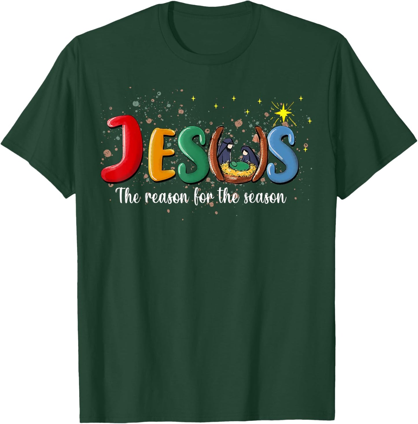 Christian Jesus The Reason Christmas Holiday Season Xmas T-Shirt - T-Shirt | Forest
