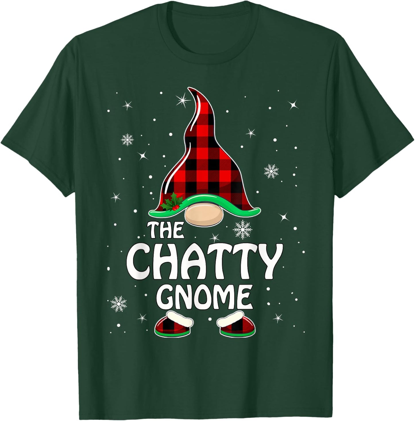 Chatty Gnome Buffalo Plaid Matching Family Christmas Pajama T-Shirt - T-Shirt | Forest