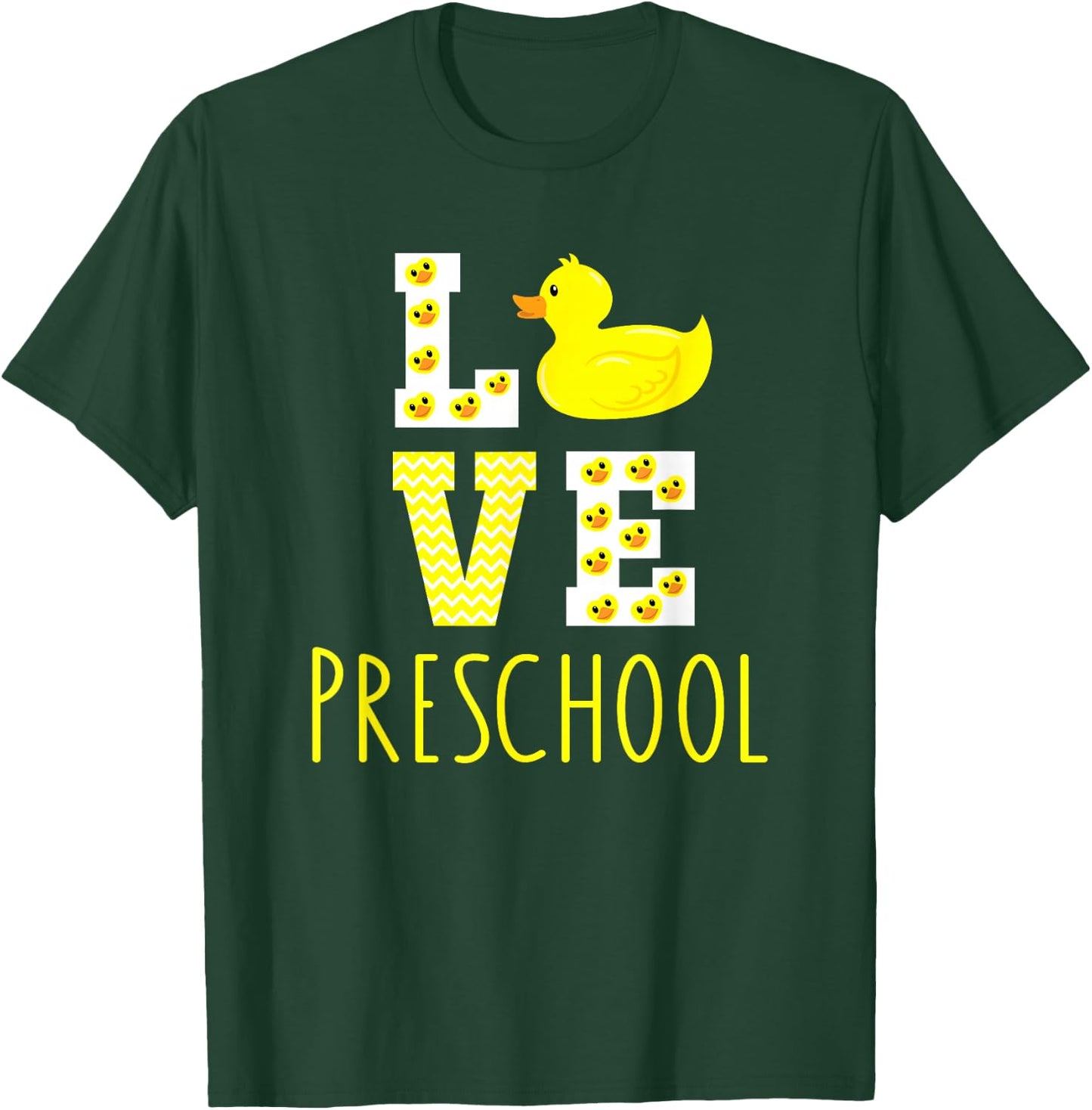 Love Preschool Back To School Yellow Duck Preschool Teacher T-Shirt - T-Shirt | Forest