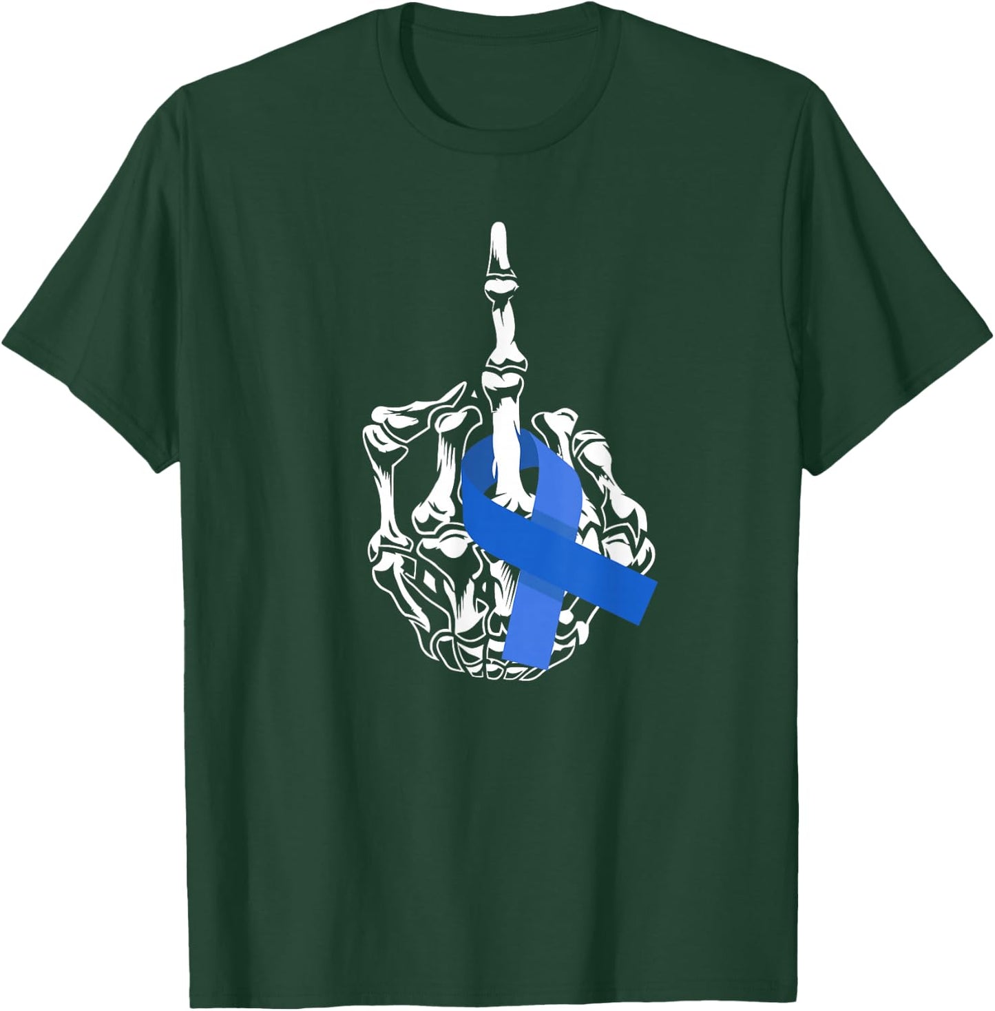 Fuck Colon Cancer Middle Finger Ribbon Colon Cancer T-Shirt - T-Shirt | Forest